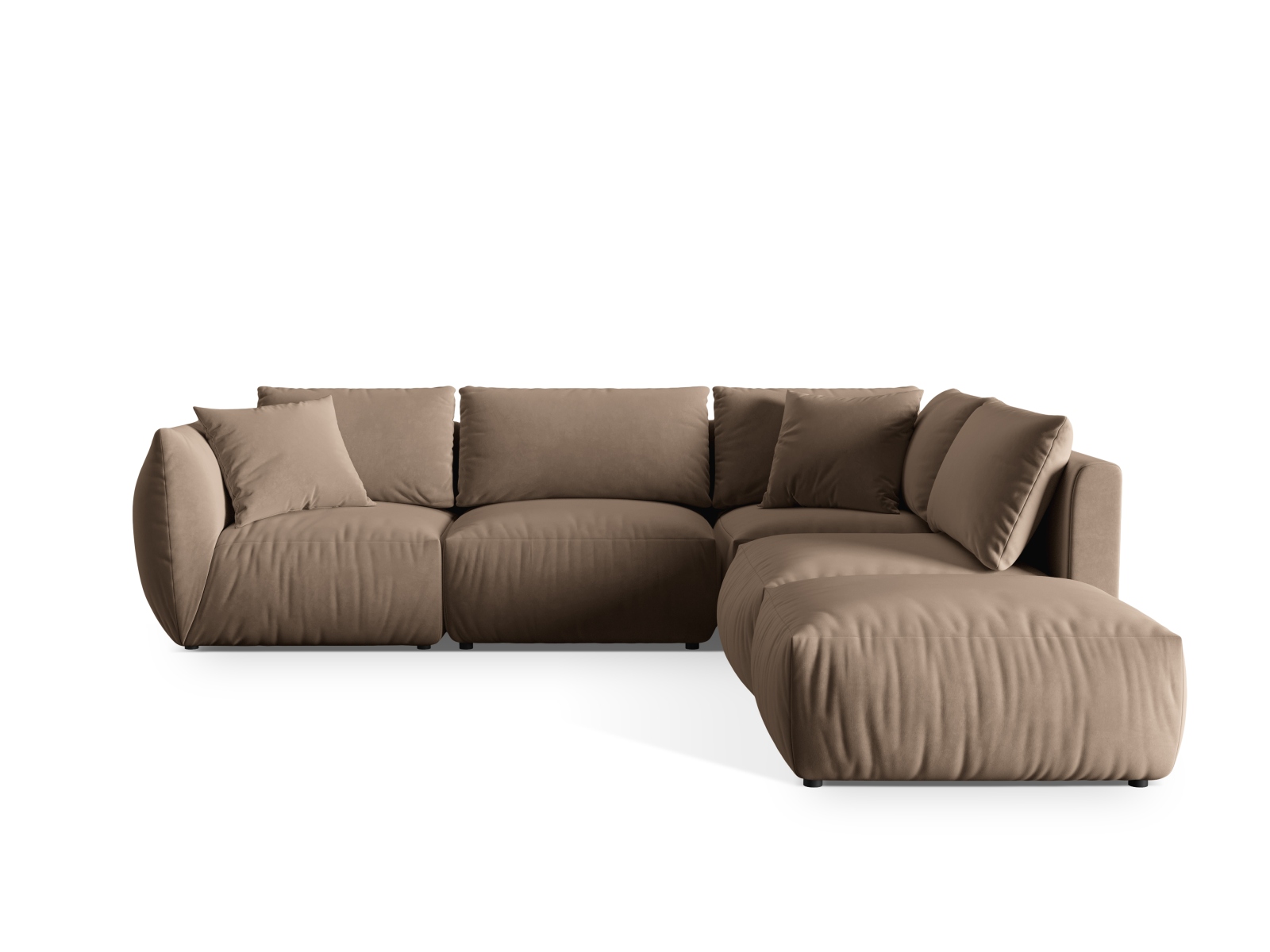 Velvet Modular Right Corner Sofa, "Chris", 4 Seats, 295x290x80