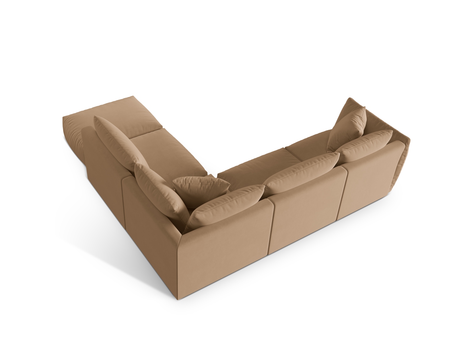 Velvet Modular Right Corner Sofa, "Chris", 4 Seats, 295x290x80