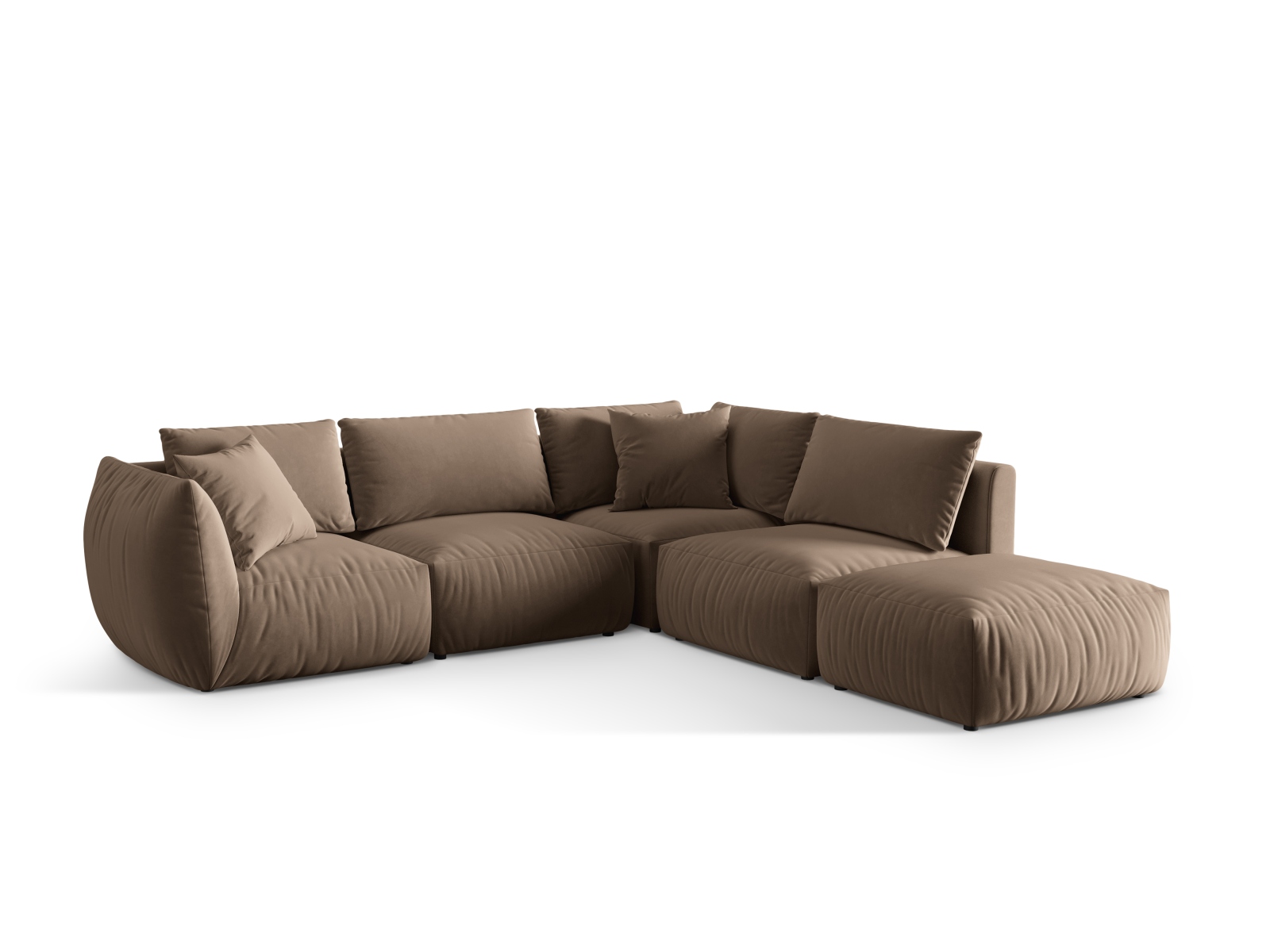 Velvet Modular Right Corner Sofa, "Chris", 4 Seats, 295x290x80