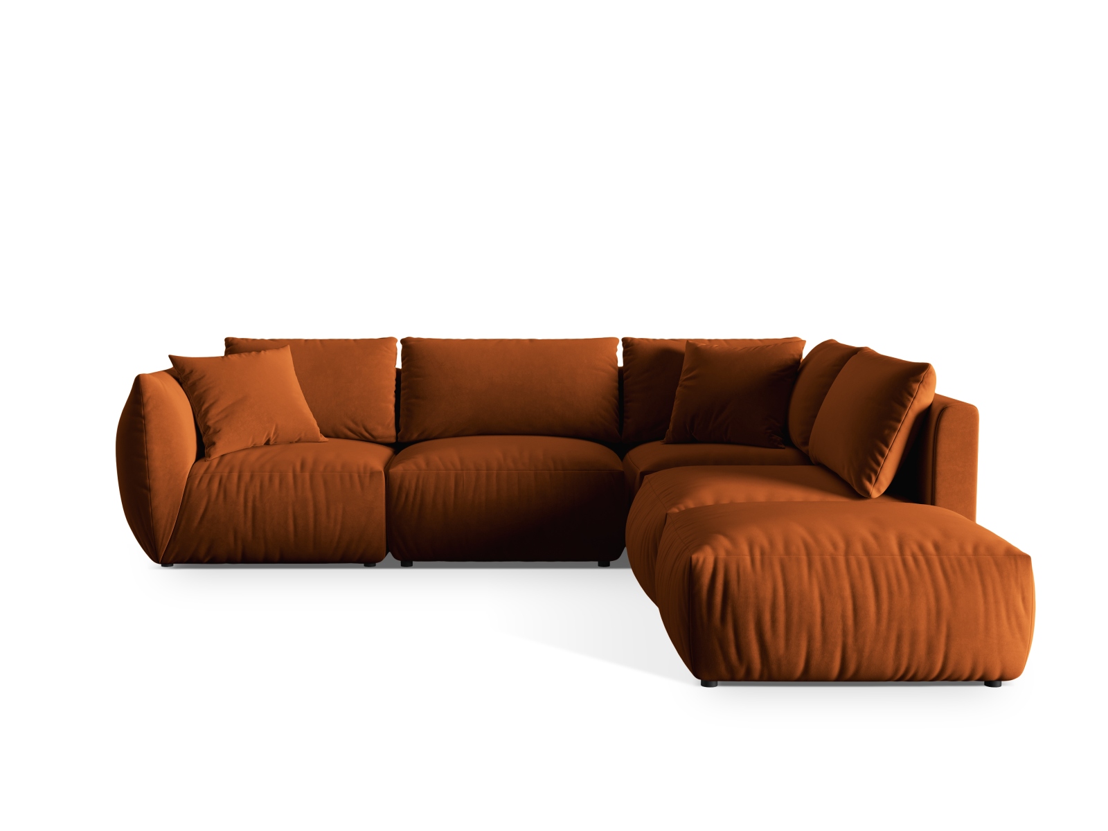 Velvet Modular Right Corner Sofa, "Chris", 4 Seats, 295x290x80