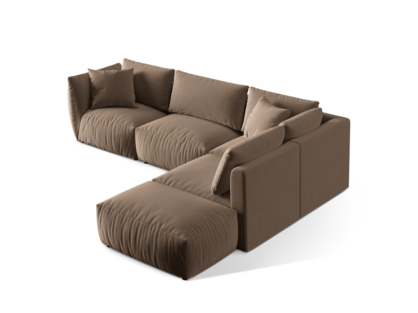 Velvet Modular Right Corner Sofa, "Chris", 4 Seats, 295x290x80