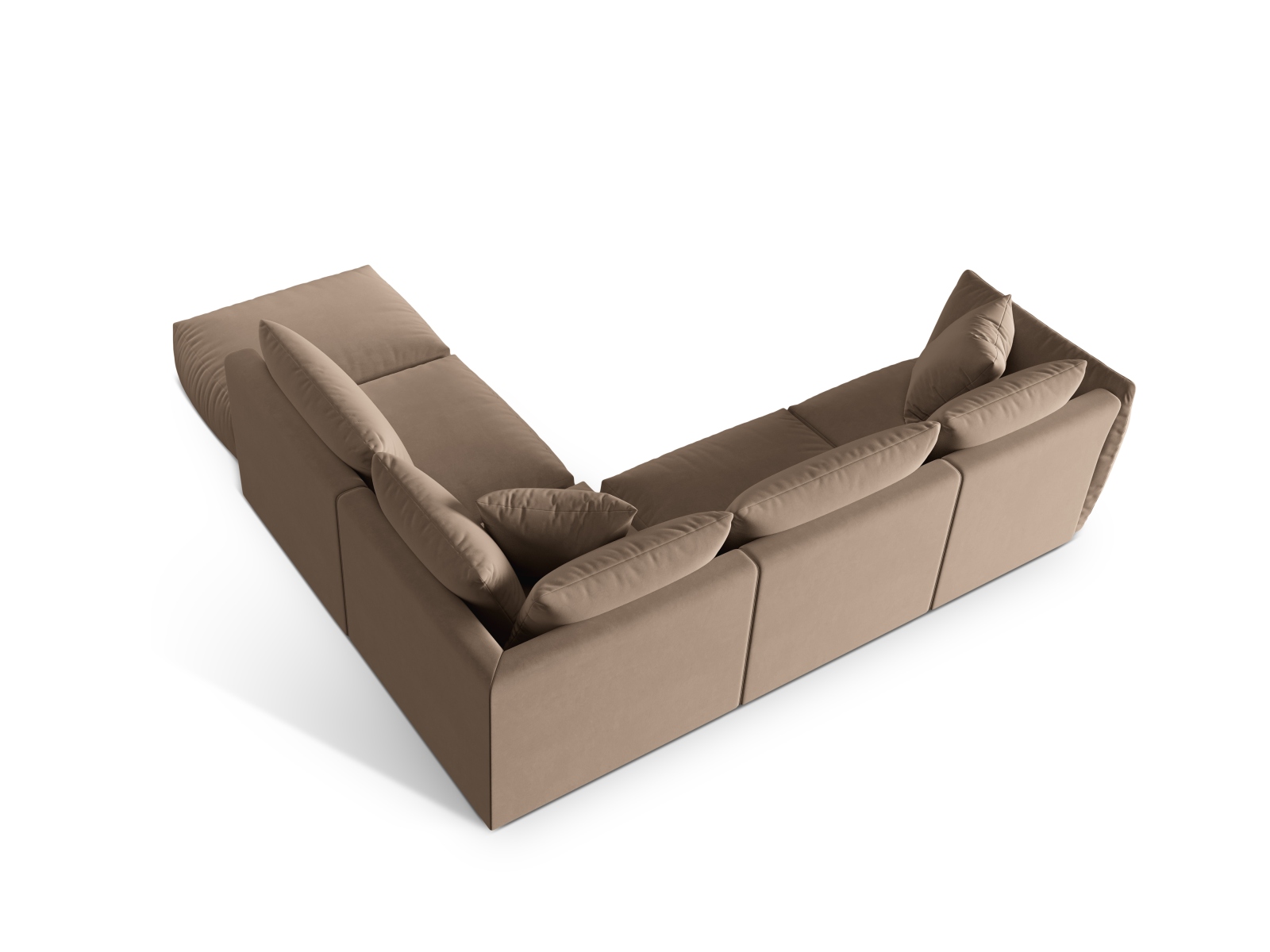 Velvet Modular Right Corner Sofa, "Chris", 4 Seats, 295x290x80