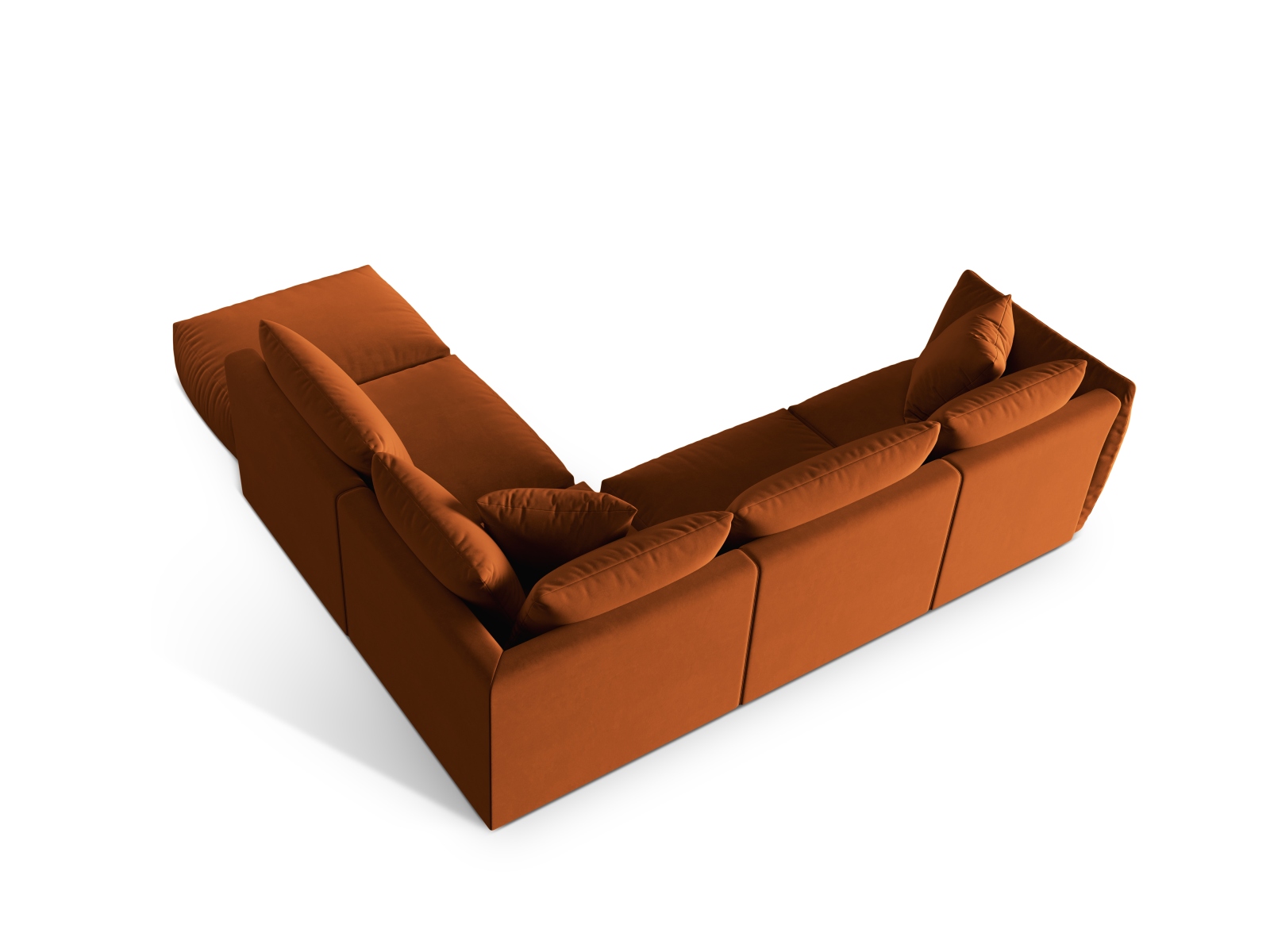 Velvet Modular Right Corner Sofa, "Chris", 4 Seats, 295x290x80