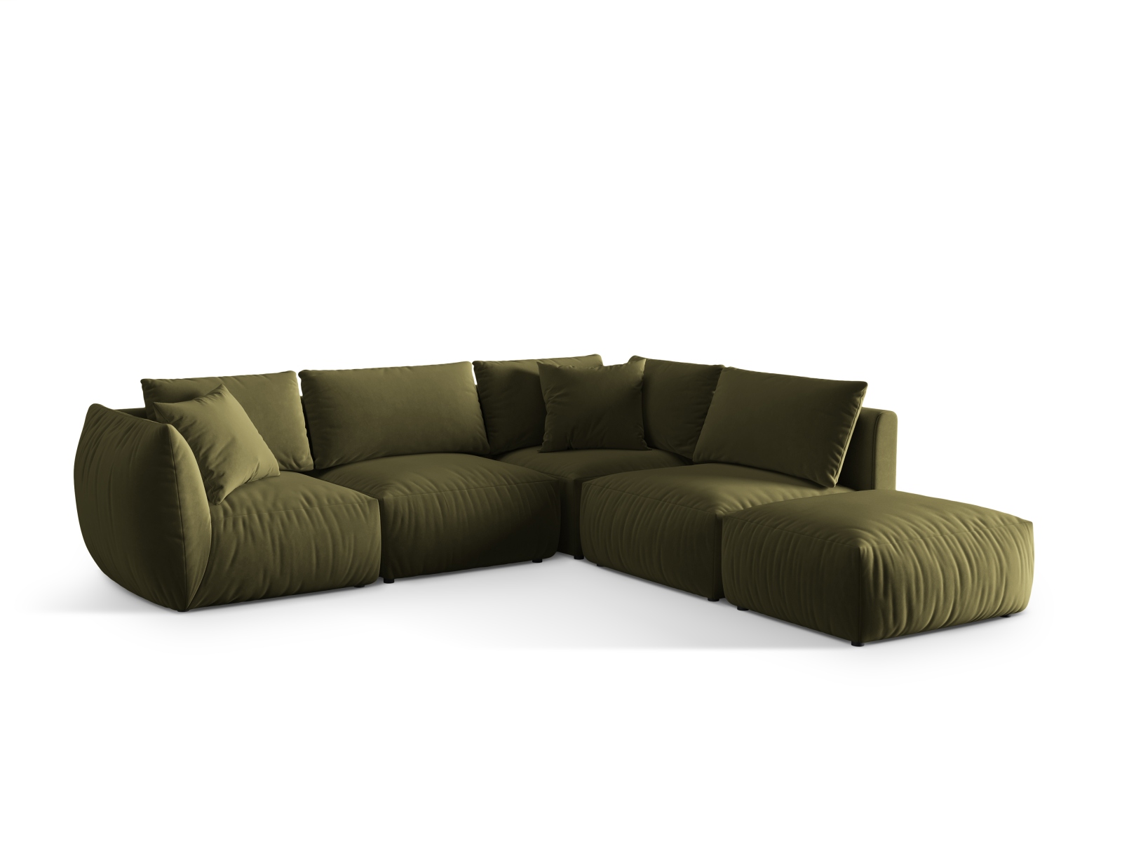 Velvet Modular Right Corner Sofa, "Chris", 4 Seats, 295x290x80