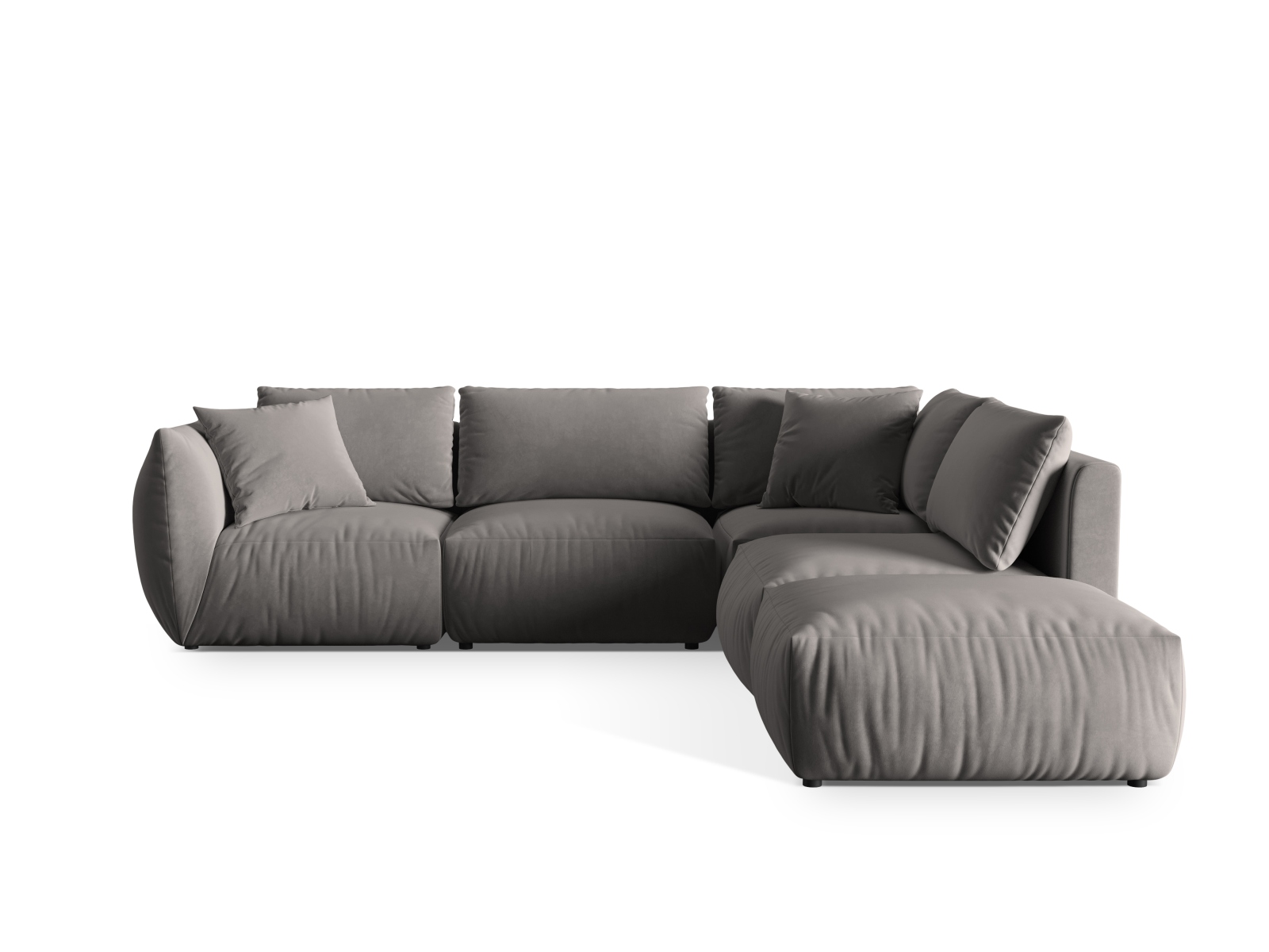 Velvet Modular Right Corner Sofa, "Chris", 4 Seats, 295x290x80