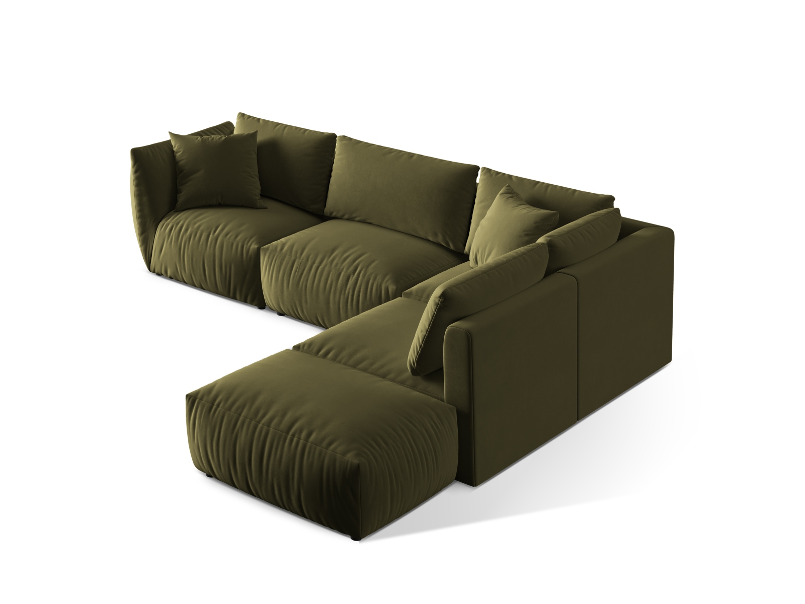 Velvet Modular Right Corner Sofa, "Chris", 4 Seats, 295x290x80