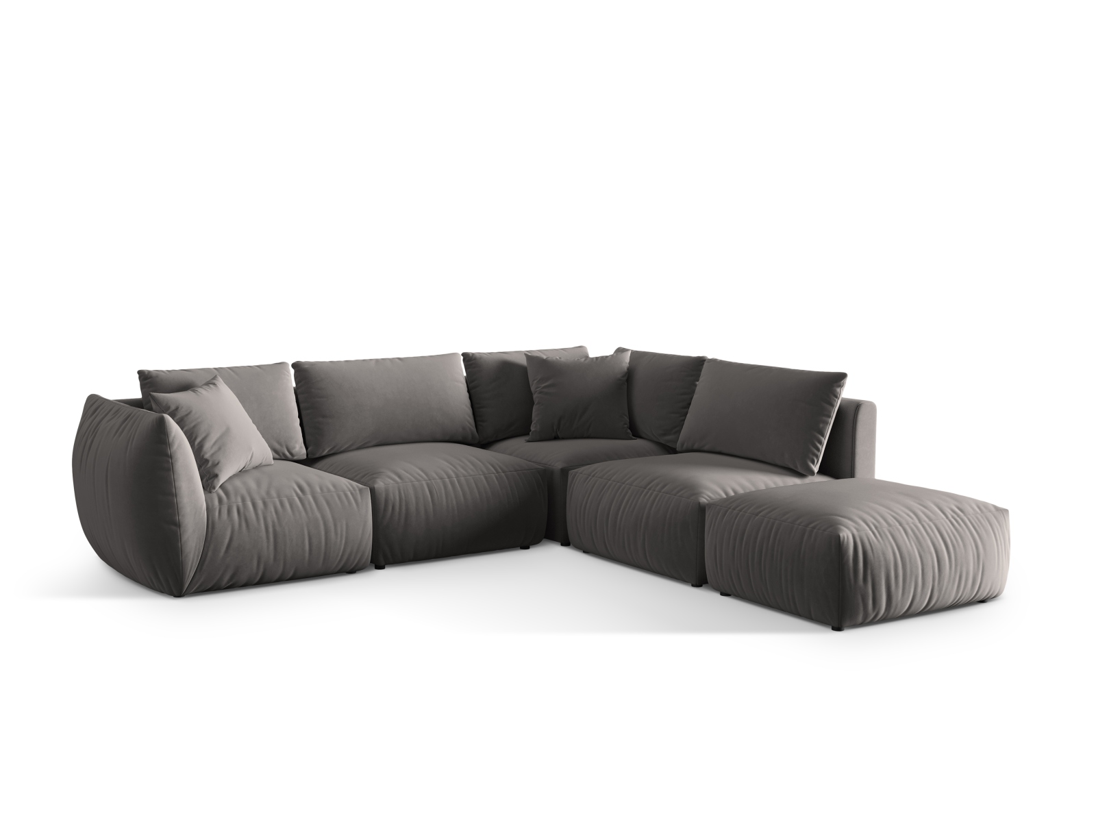 Velvet Modular Right Corner Sofa, "Chris", 4 Seats, 295x290x80