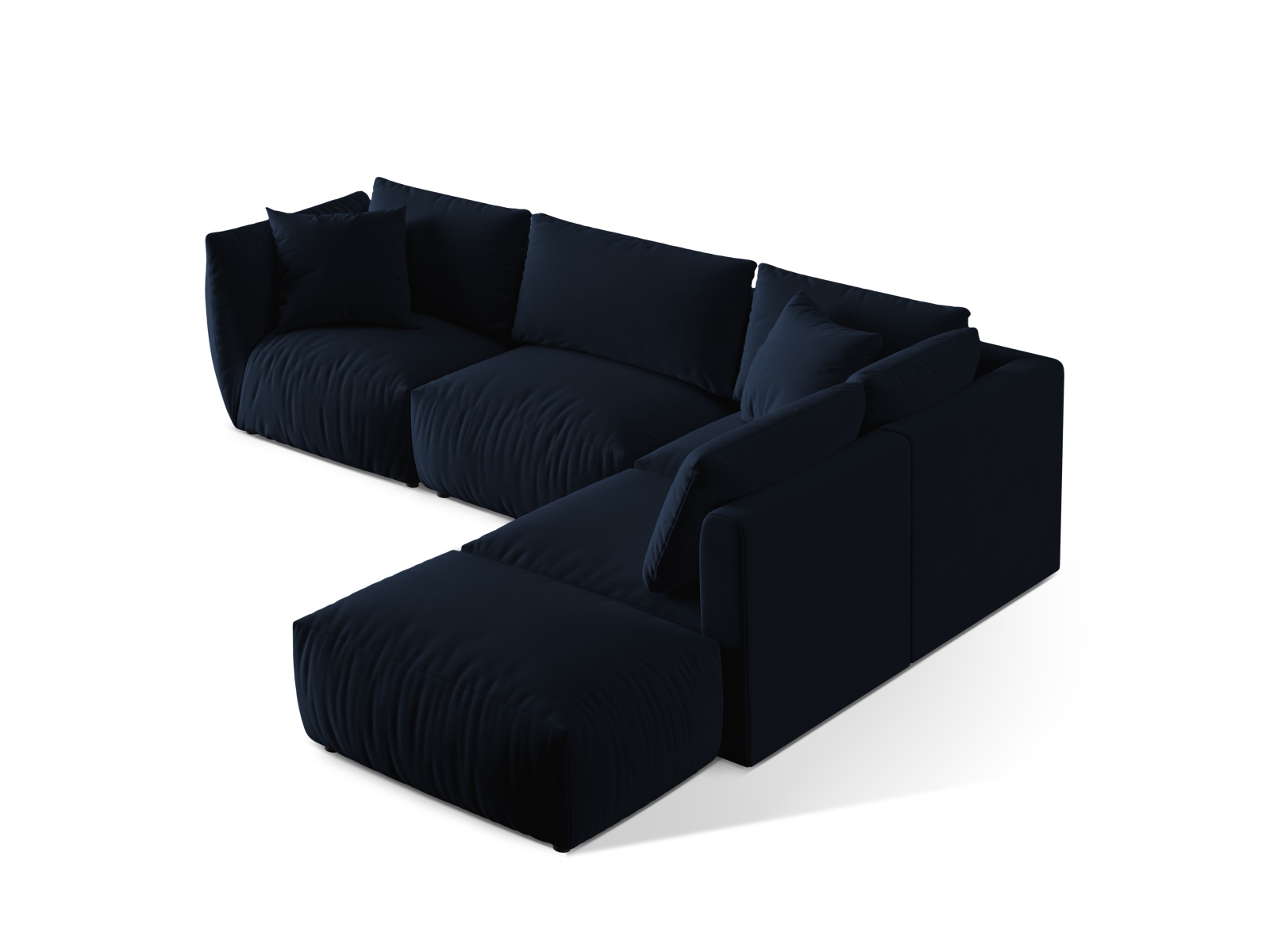 Velvet Modular Right Corner Sofa, "Chris", 4 Seats, 295x290x80