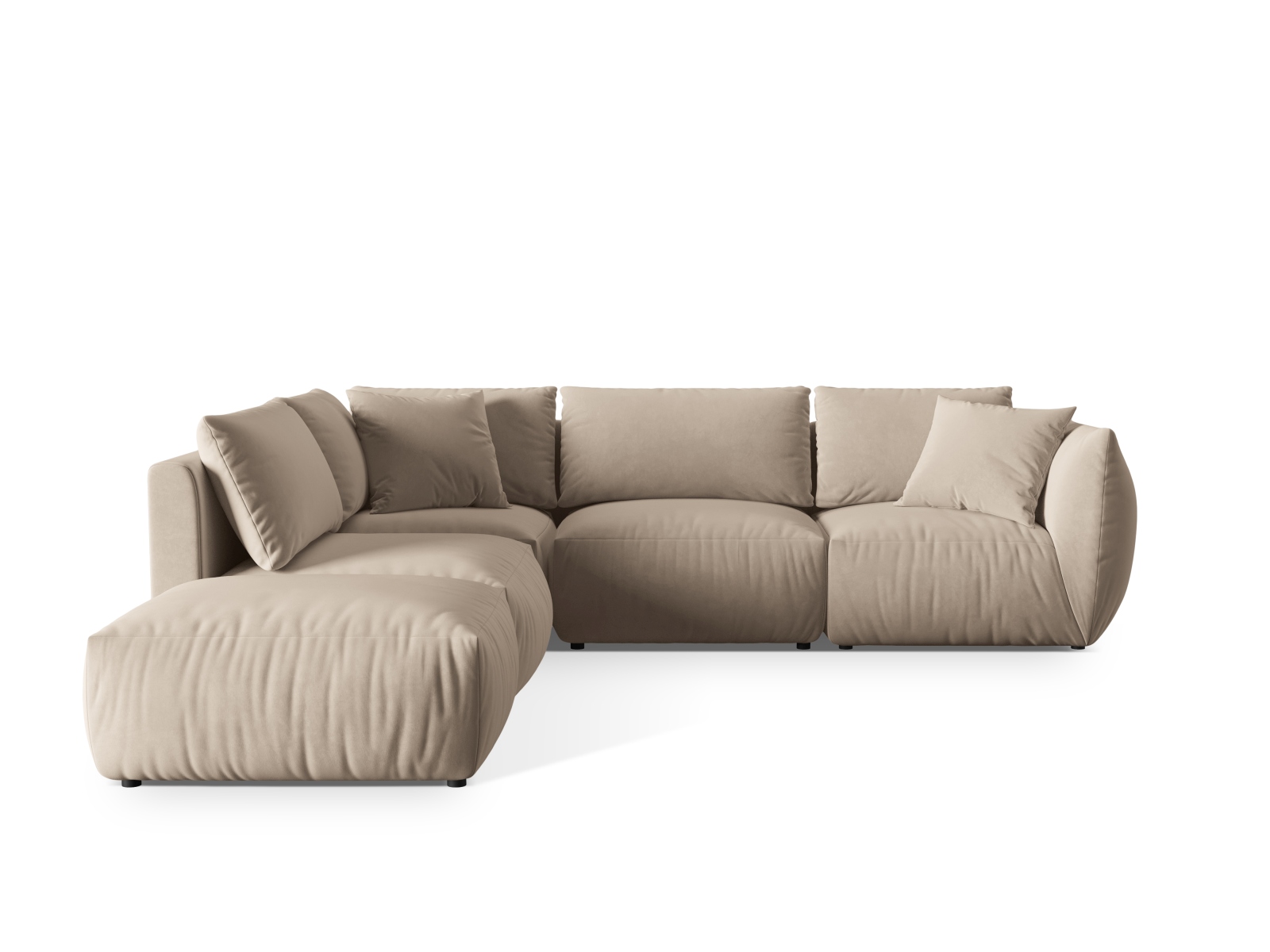 Velvet Modular Left Corner Sofa, "Chris", 4 Seats, 295x290x80