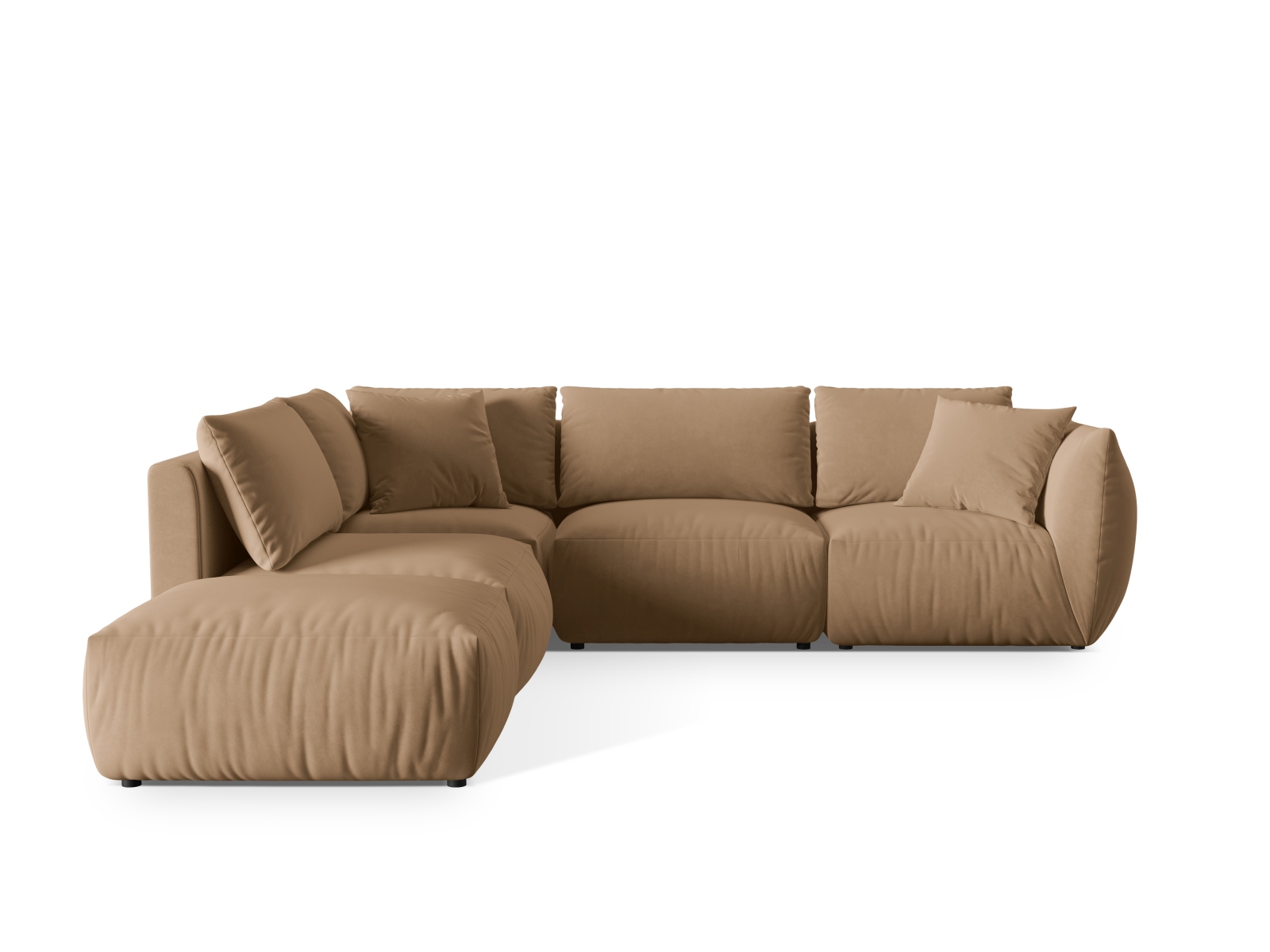 Velvet Modular Left Corner Sofa, "Chris", 4 Seats, 295x290x80