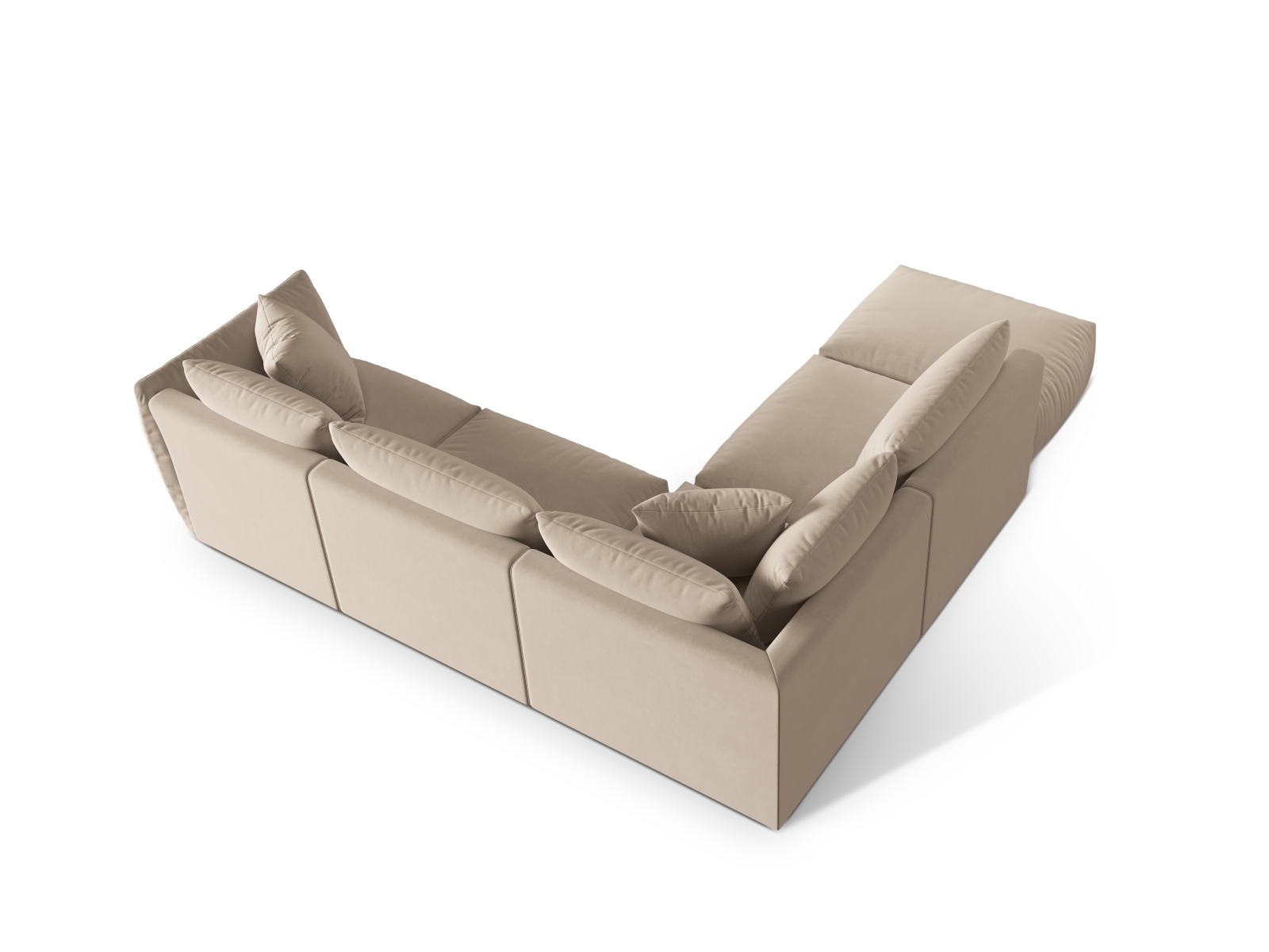 Velvet Modular Left Corner Sofa, "Chris", 4 Seats, 295x290x80
