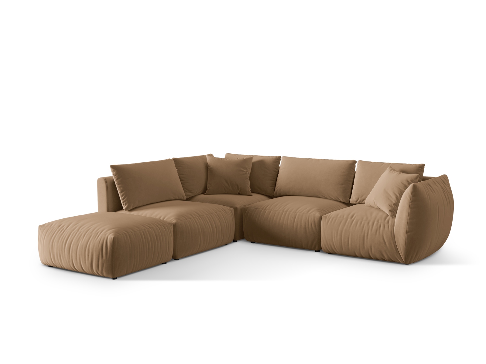 Velvet Modular Left Corner Sofa, "Chris", 4 Seats, 295x290x80