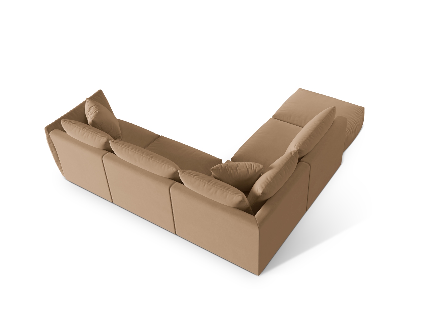 Velvet Modular Left Corner Sofa, "Chris", 4 Seats, 295x290x80