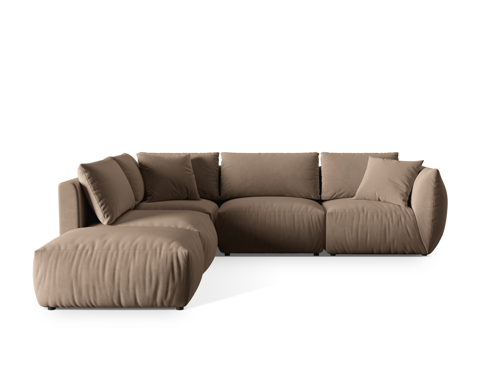 Velvet Modular Left Corner Sofa, "Chris", 4 Seats, 295x290x80