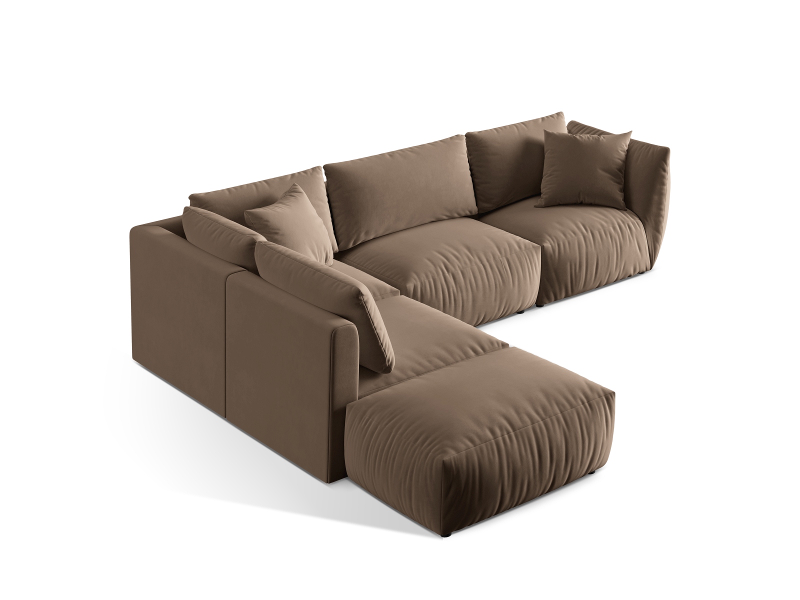 Velvet Modular Left Corner Sofa, "Chris", 4 Seats, 295x290x80