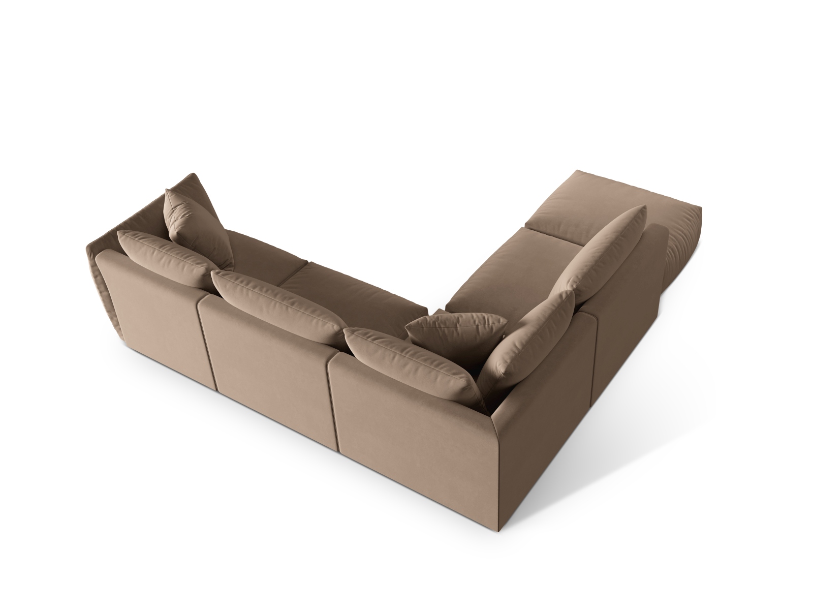 Velvet Modular Left Corner Sofa, "Chris", 4 Seats, 295x290x80