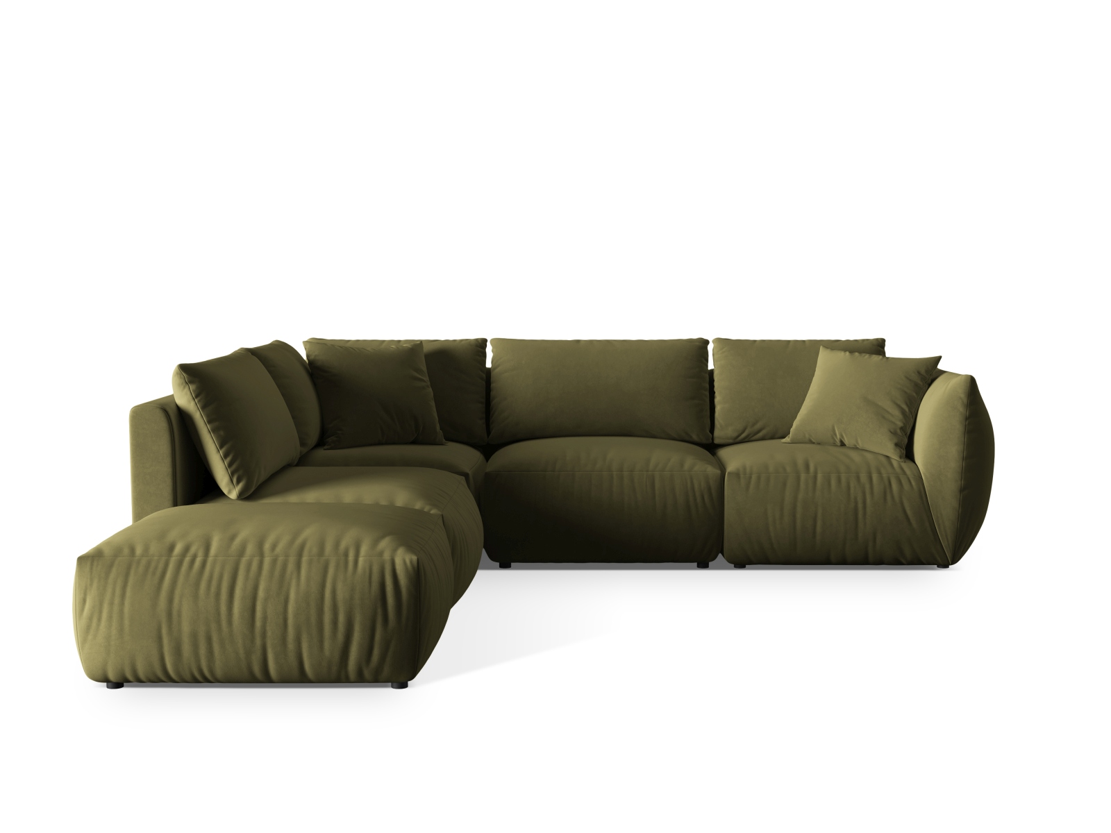 Velvet Modular Left Corner Sofa, "Chris", 4 Seats, 295x290x80