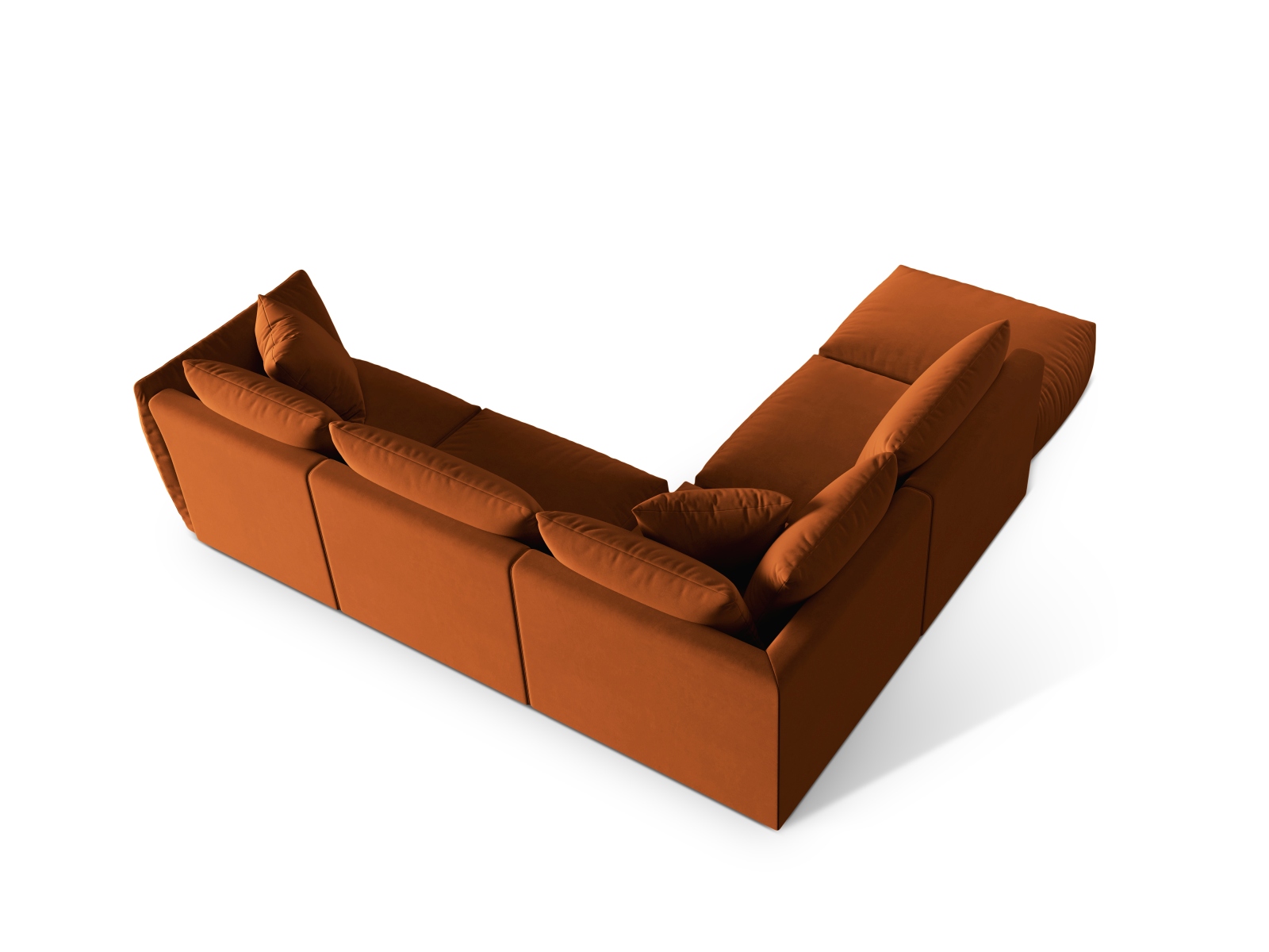 Velvet Modular Left Corner Sofa, "Chris", 4 Seats, 295x290x80