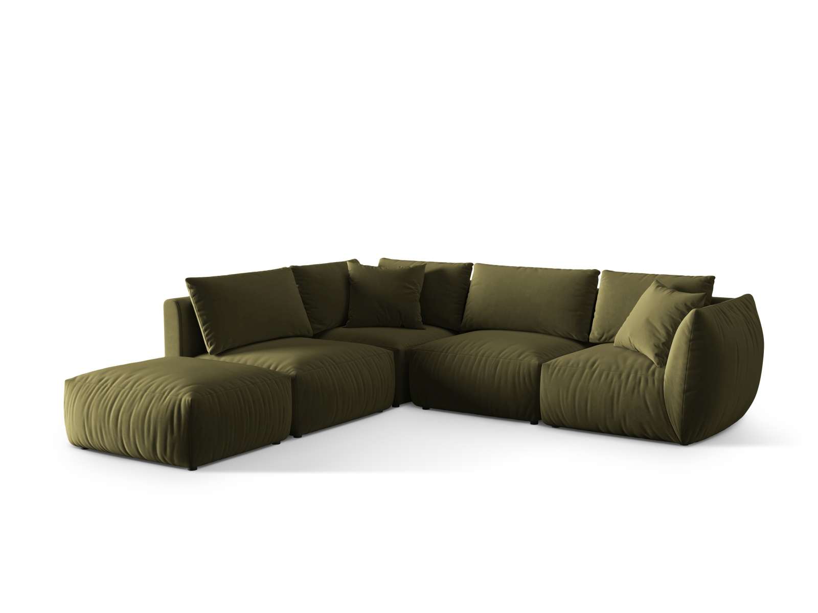 Velvet Modular Left Corner Sofa, "Chris", 4 Seats, 295x290x80