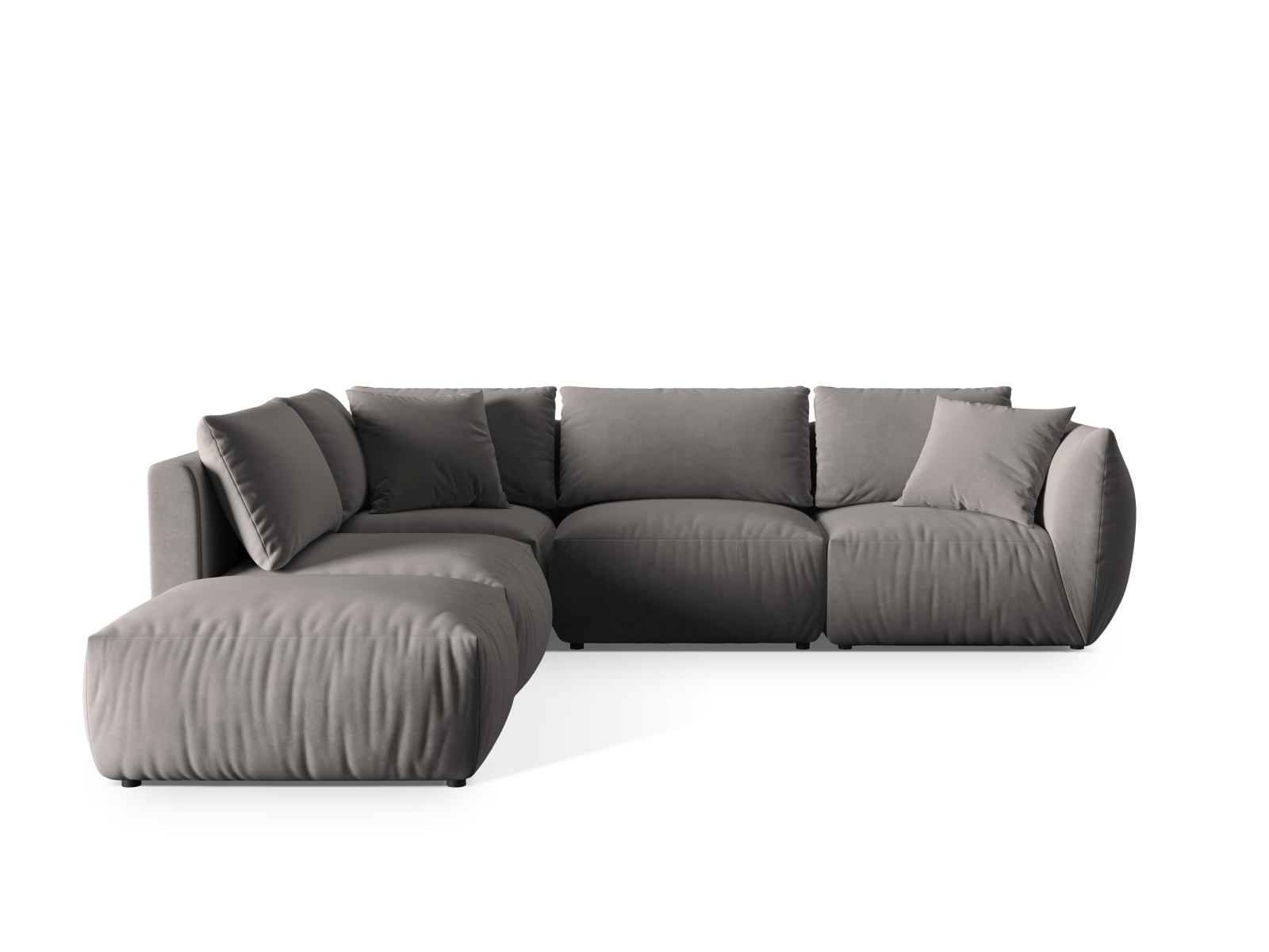 Velvet Modular Left Corner Sofa, "Chris", 4 Seats, 295x290x80