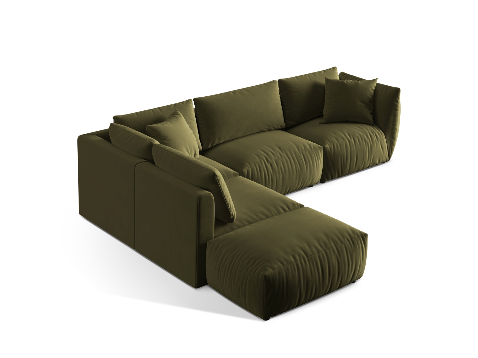 Velvet Modular Left Corner Sofa, "Chris", 4 Seats, 295x290x80