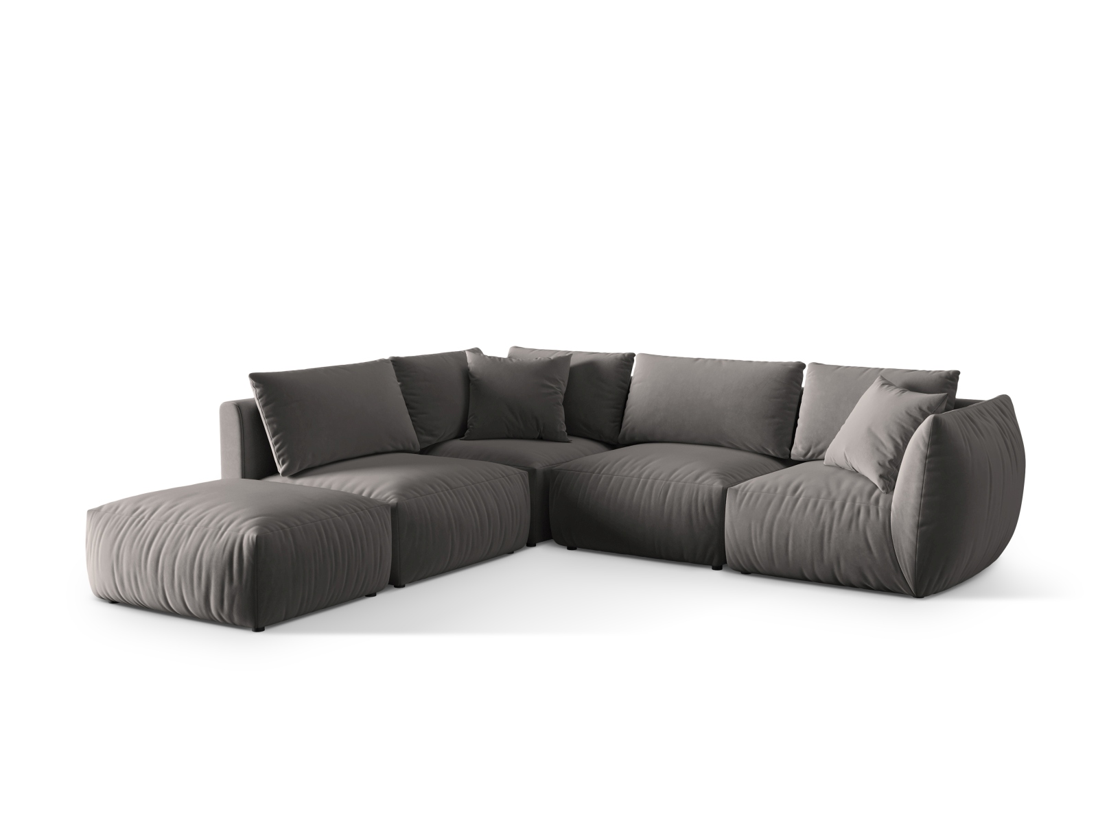 Velvet Modular Left Corner Sofa, "Chris", 4 Seats, 295x290x80