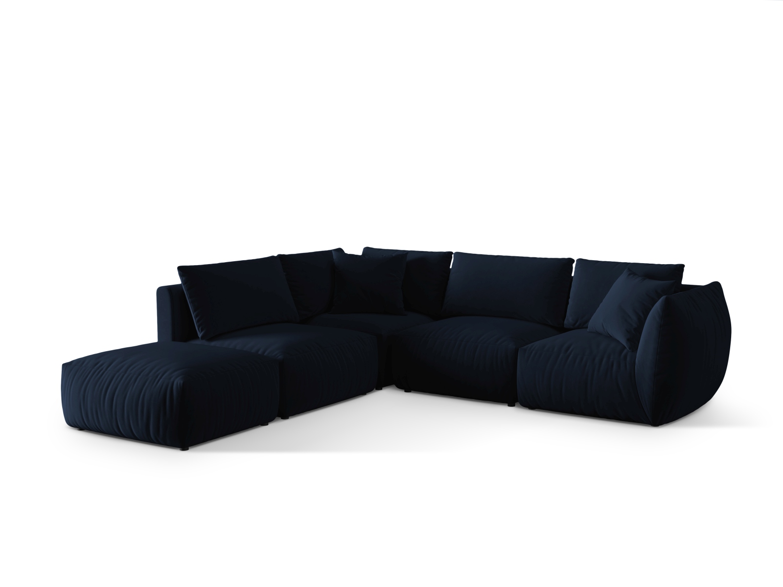 Velvet Modular Left Corner Sofa, "Chris", 4 Seats, 295x290x80