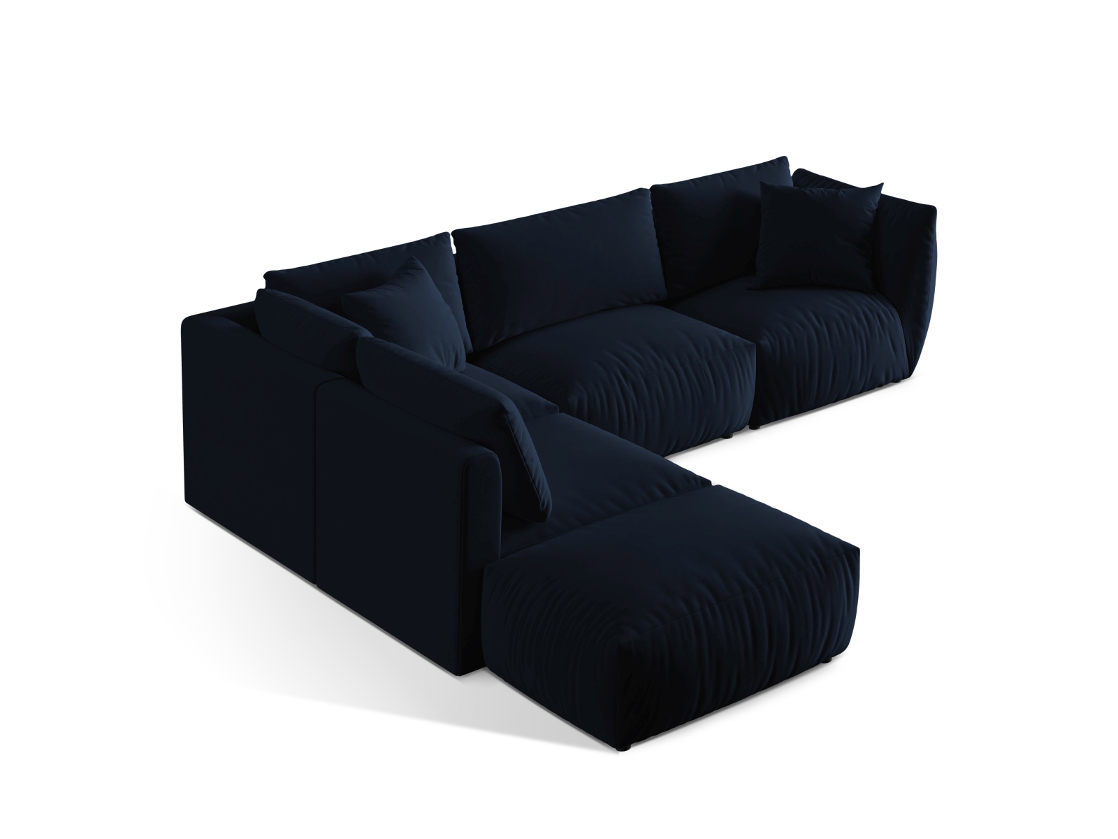 Velvet Modular Left Corner Sofa, "Chris", 4 Seats, 295x290x80