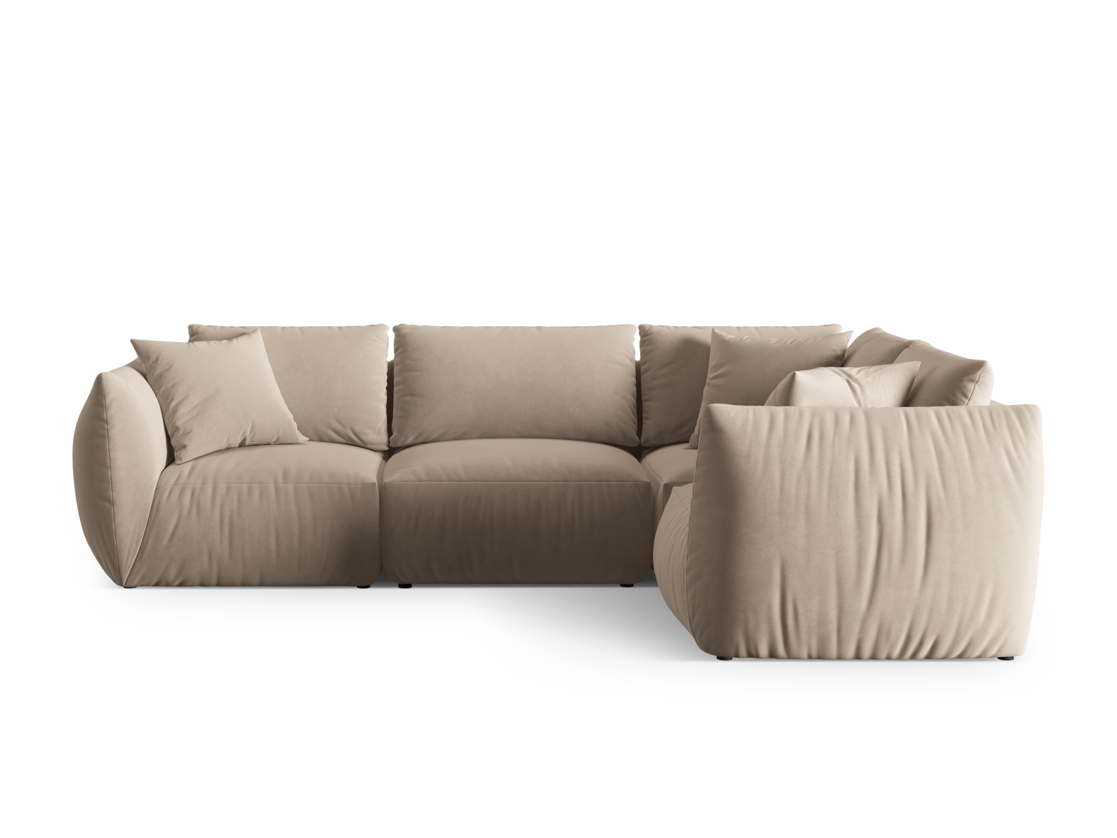 Velvet Right Corner Sofa, "Chris", 4 Seats, 295x210x80