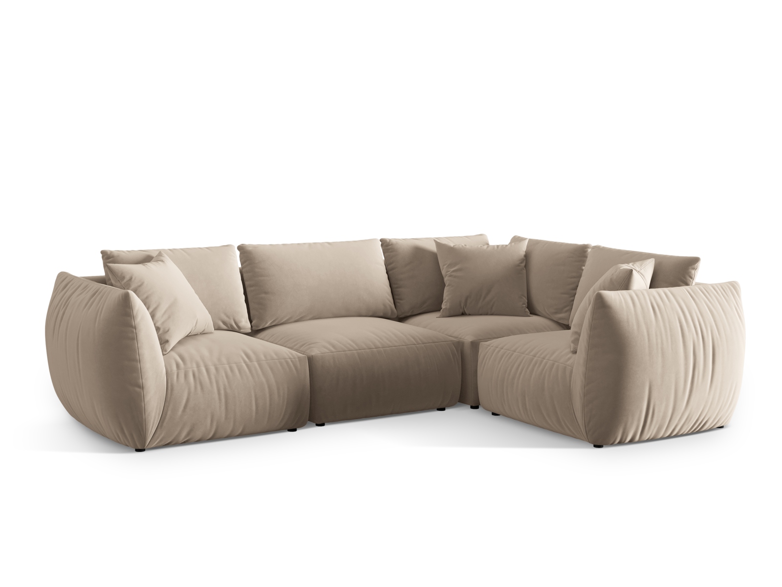 Velvet Right Corner Sofa, "Chris", 4 Seats, 295x210x80