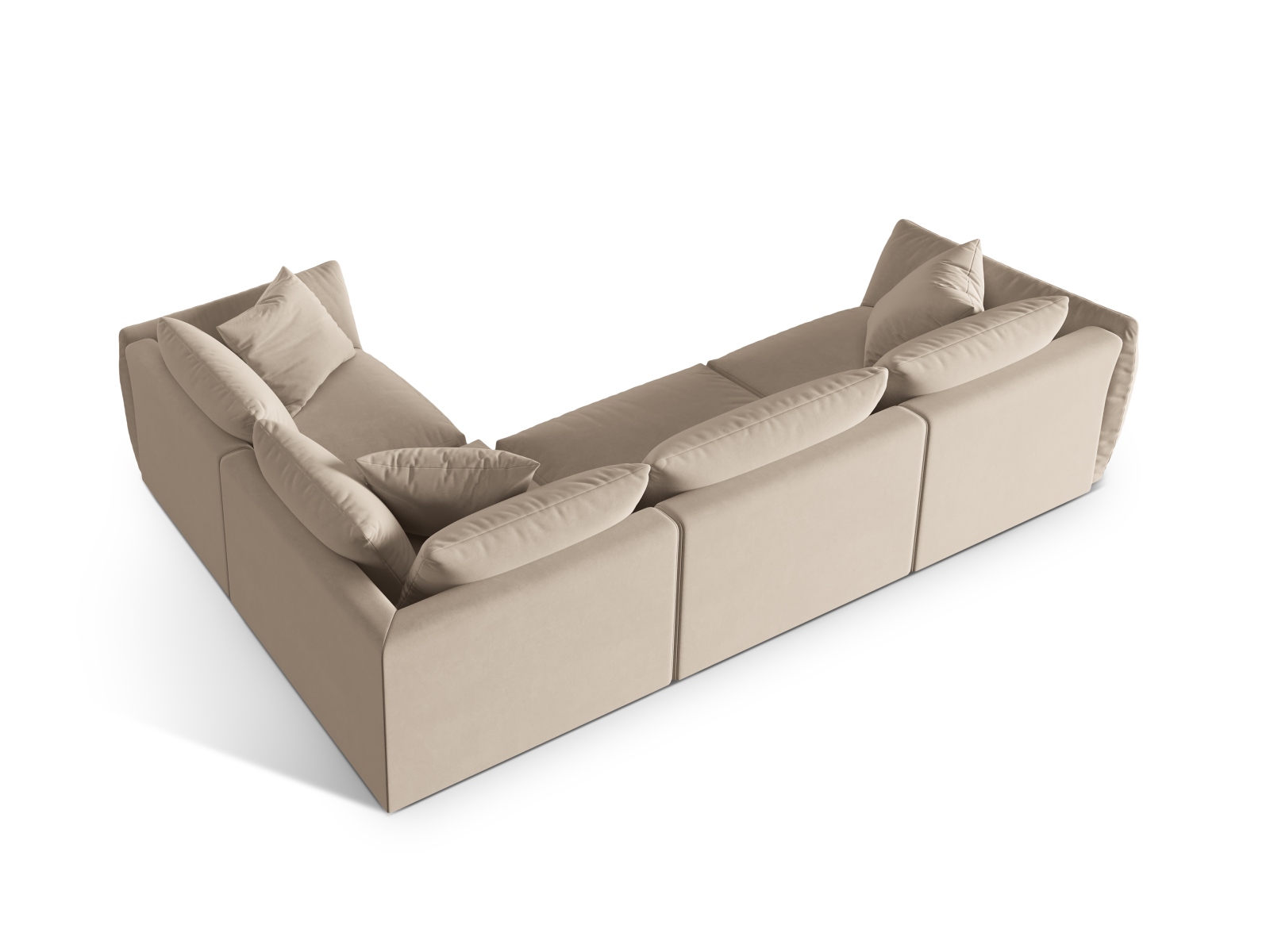 Velvet Right Corner Sofa, "Chris", 4 Seats, 295x210x80