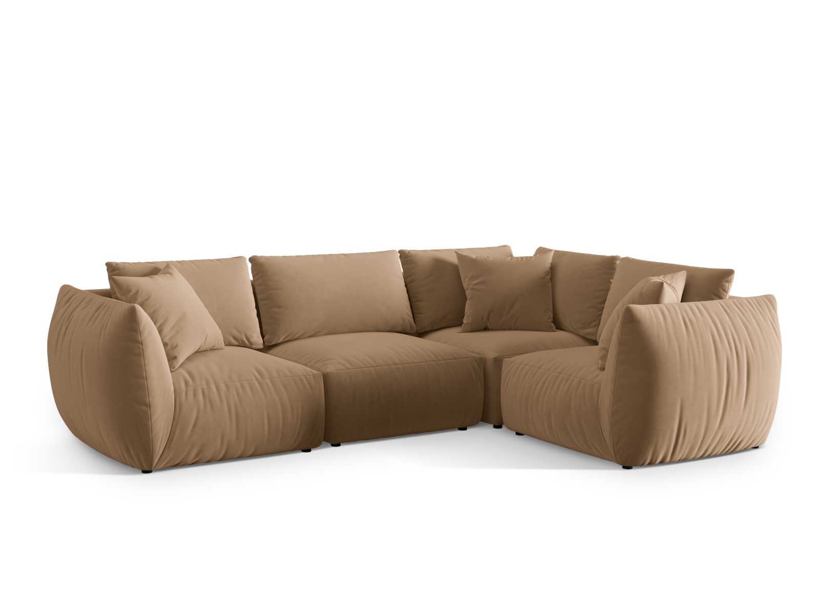 Velvet Right Corner Sofa, "Chris", 4 Seats, 295x210x80