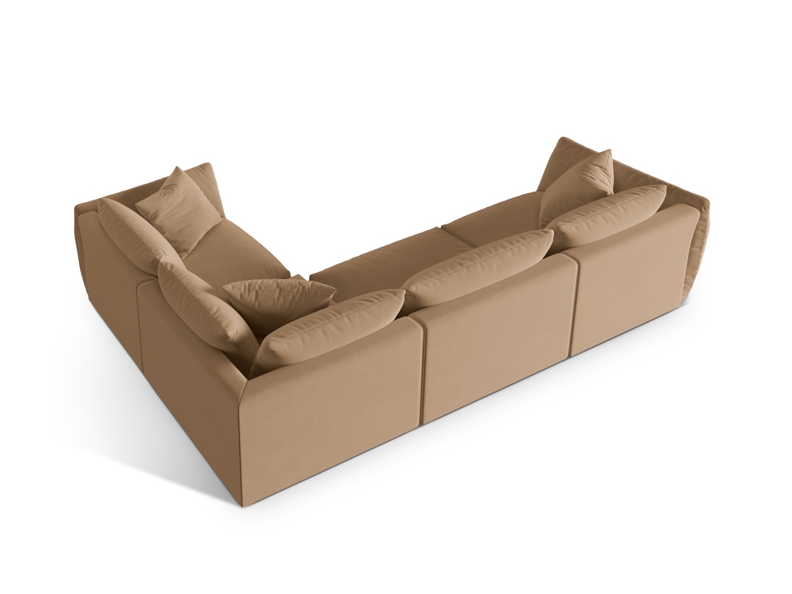 Velvet Right Corner Sofa, "Chris", 4 Seats, 295x210x80