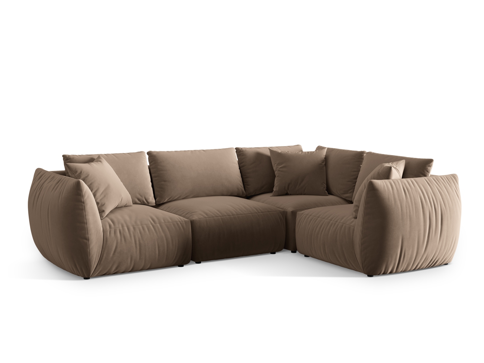 Velvet Right Corner Sofa, "Chris", 4 Seats, 295x210x80