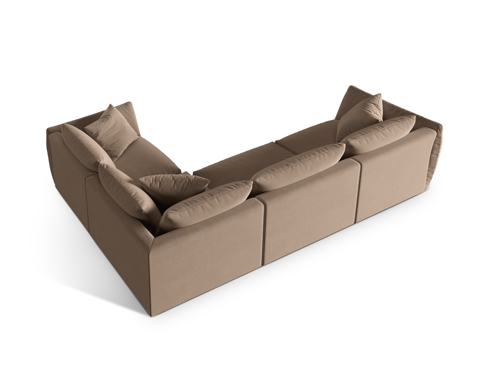 Velvet Right Corner Sofa, "Chris", 4 Seats, 295x210x80