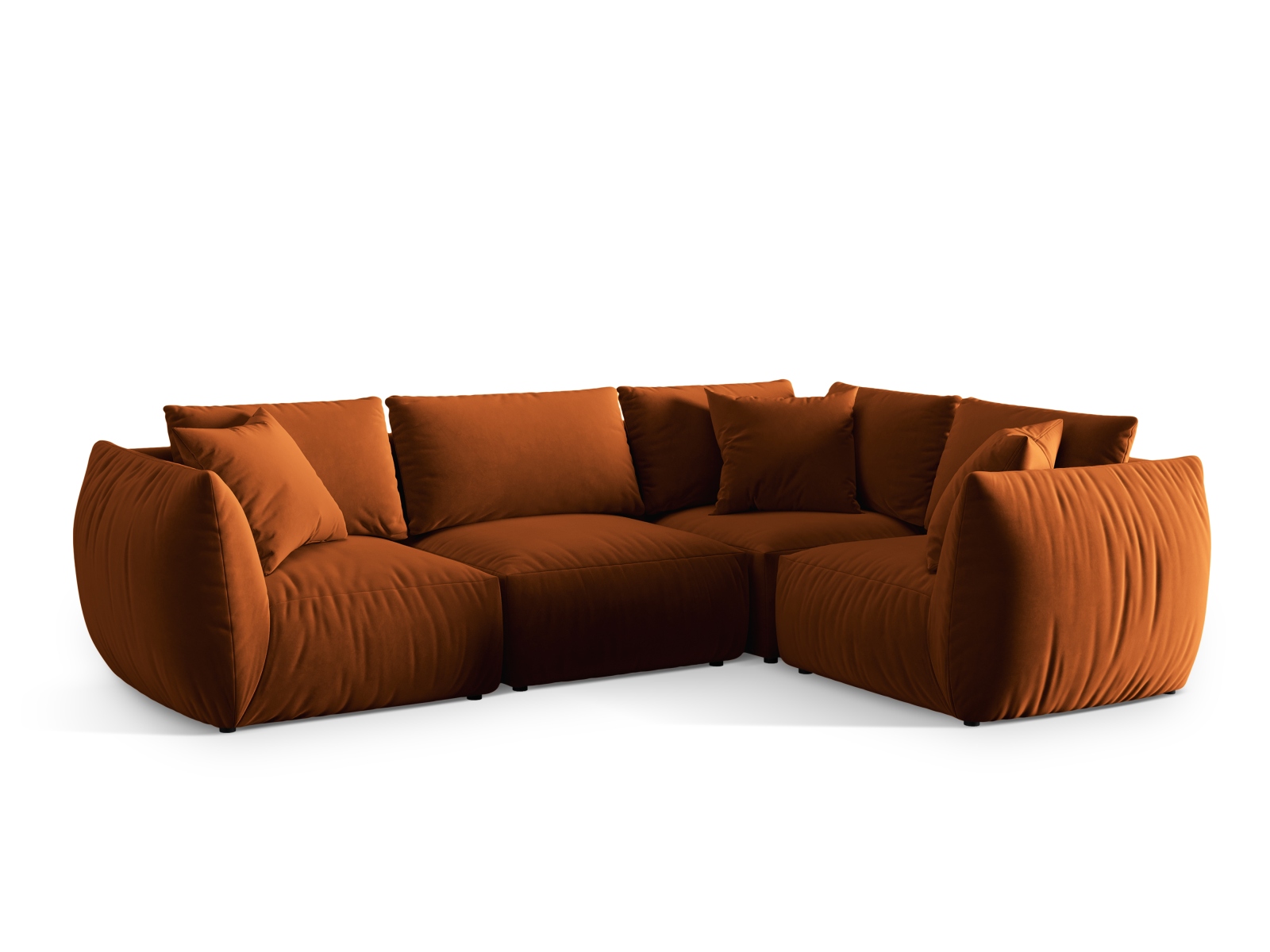 Velvet Right Corner Sofa, "Chris", 4 Seats, 295x210x80