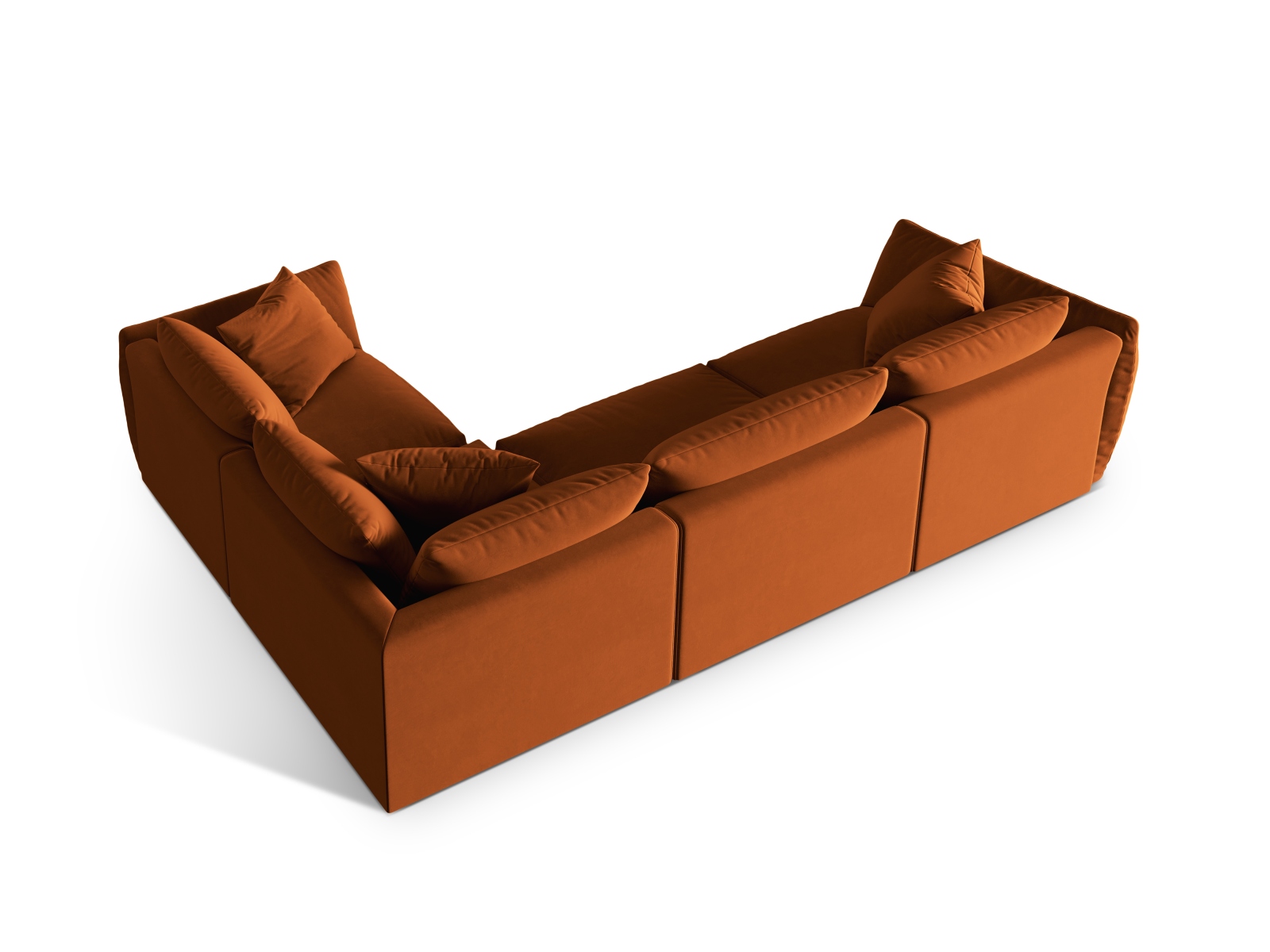 Velvet Right Corner Sofa, "Chris", 4 Seats, 295x210x80