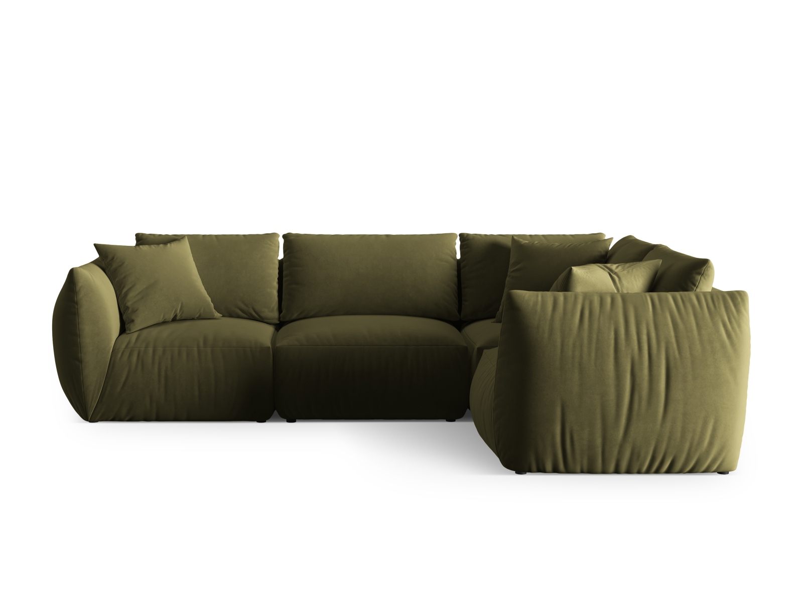 Velvet Right Corner Sofa, "Chris", 4 Seats, 295x210x80