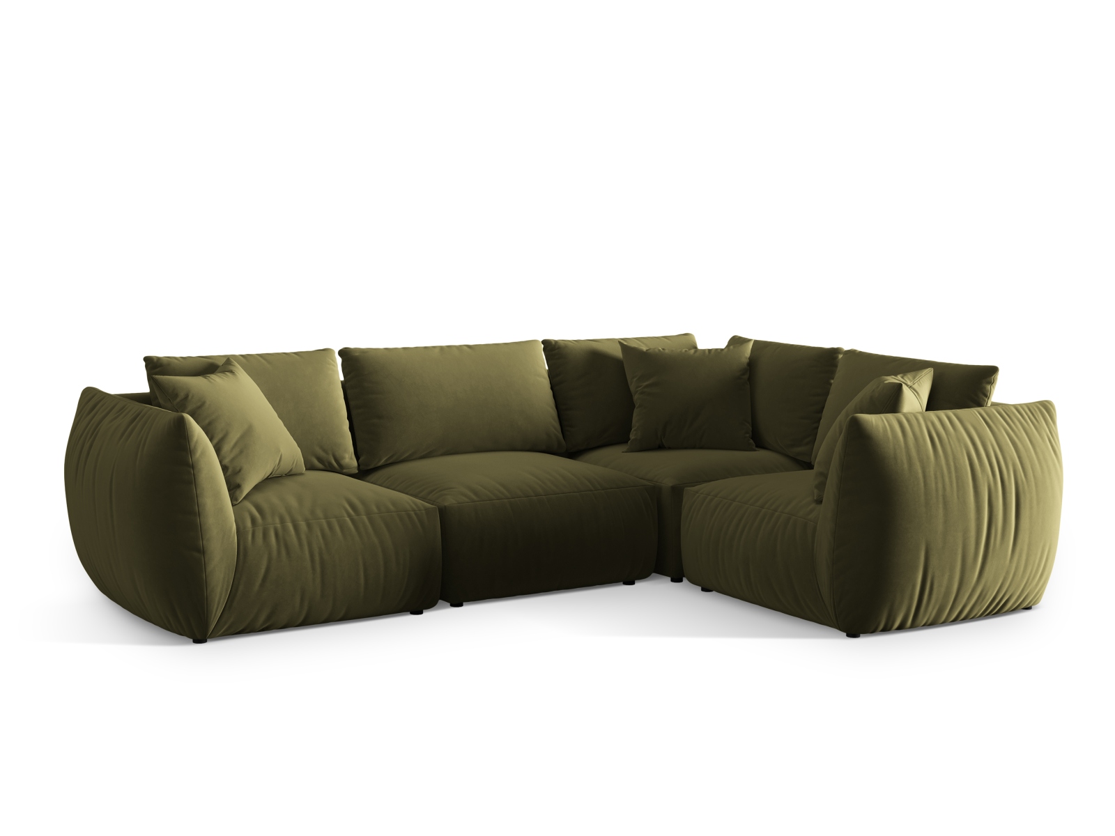 Velvet Right Corner Sofa, "Chris", 4 Seats, 295x210x80