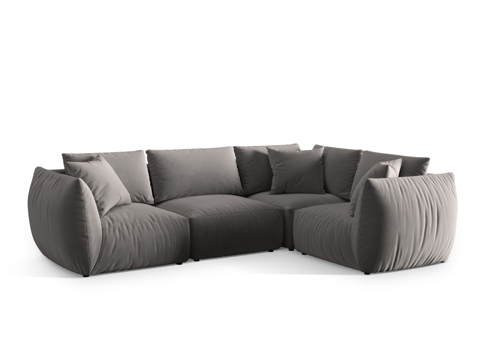 Velvet Right Corner Sofa, "Chris", 4 Seats, 295x210x80