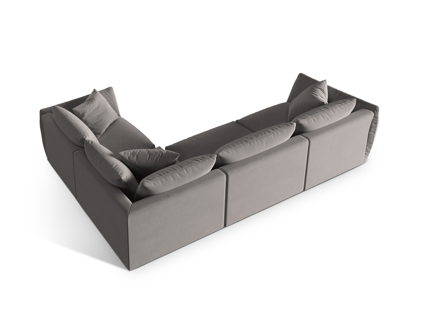 Velvet Right Corner Sofa, "Chris", 4 Seats, 295x210x80