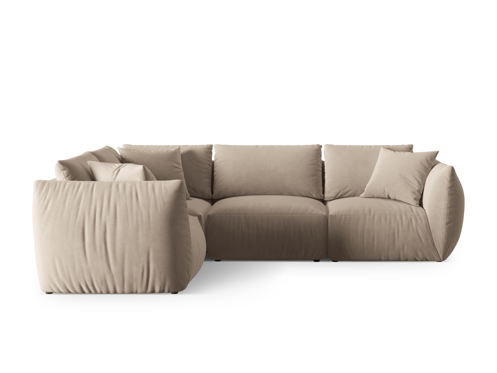 Velvet Left Corner Sofa, "Chris", 4 Seats, 295x210x80