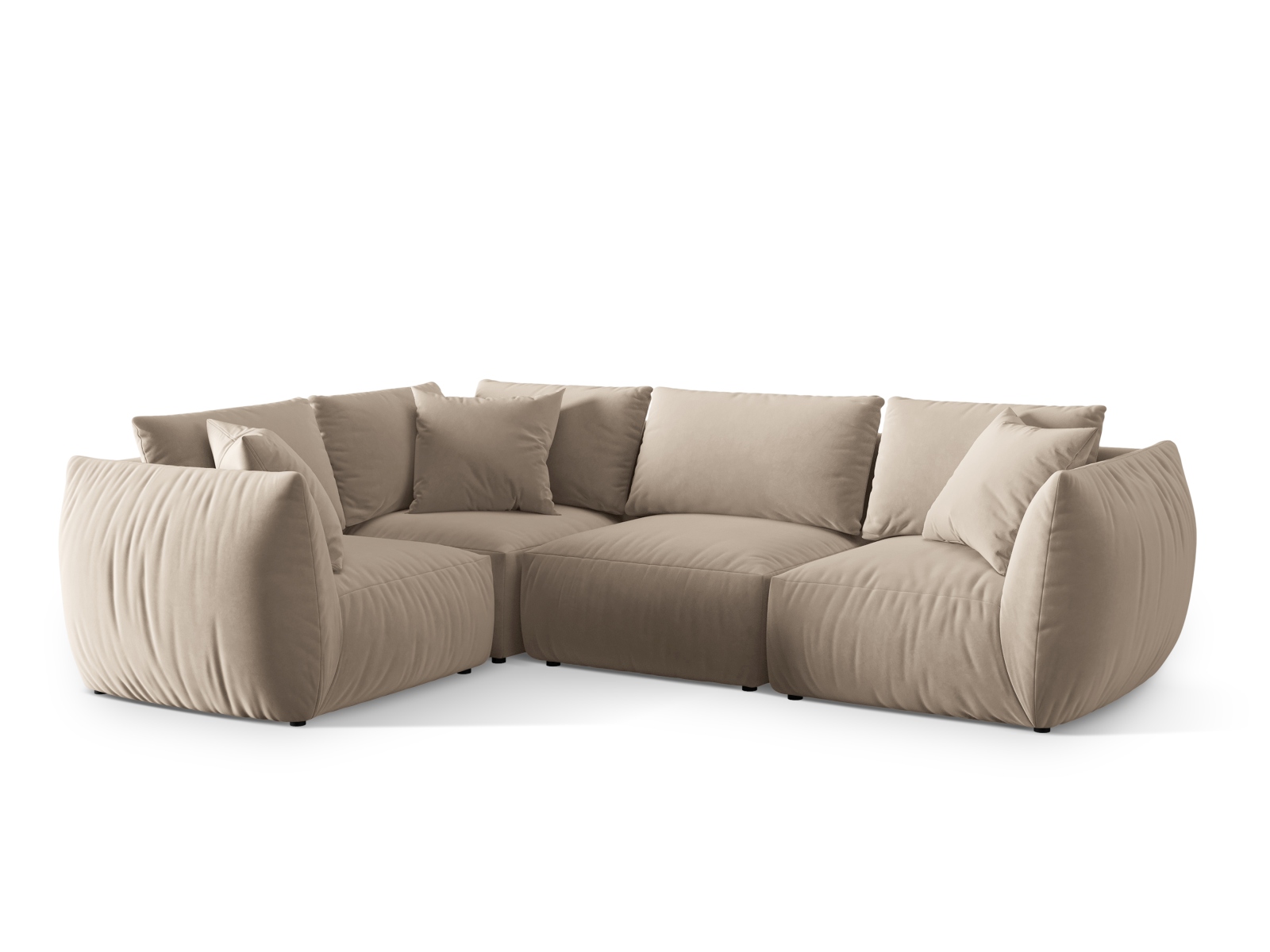 Velvet Left Corner Sofa, "Chris", 4 Seats, 295x210x80