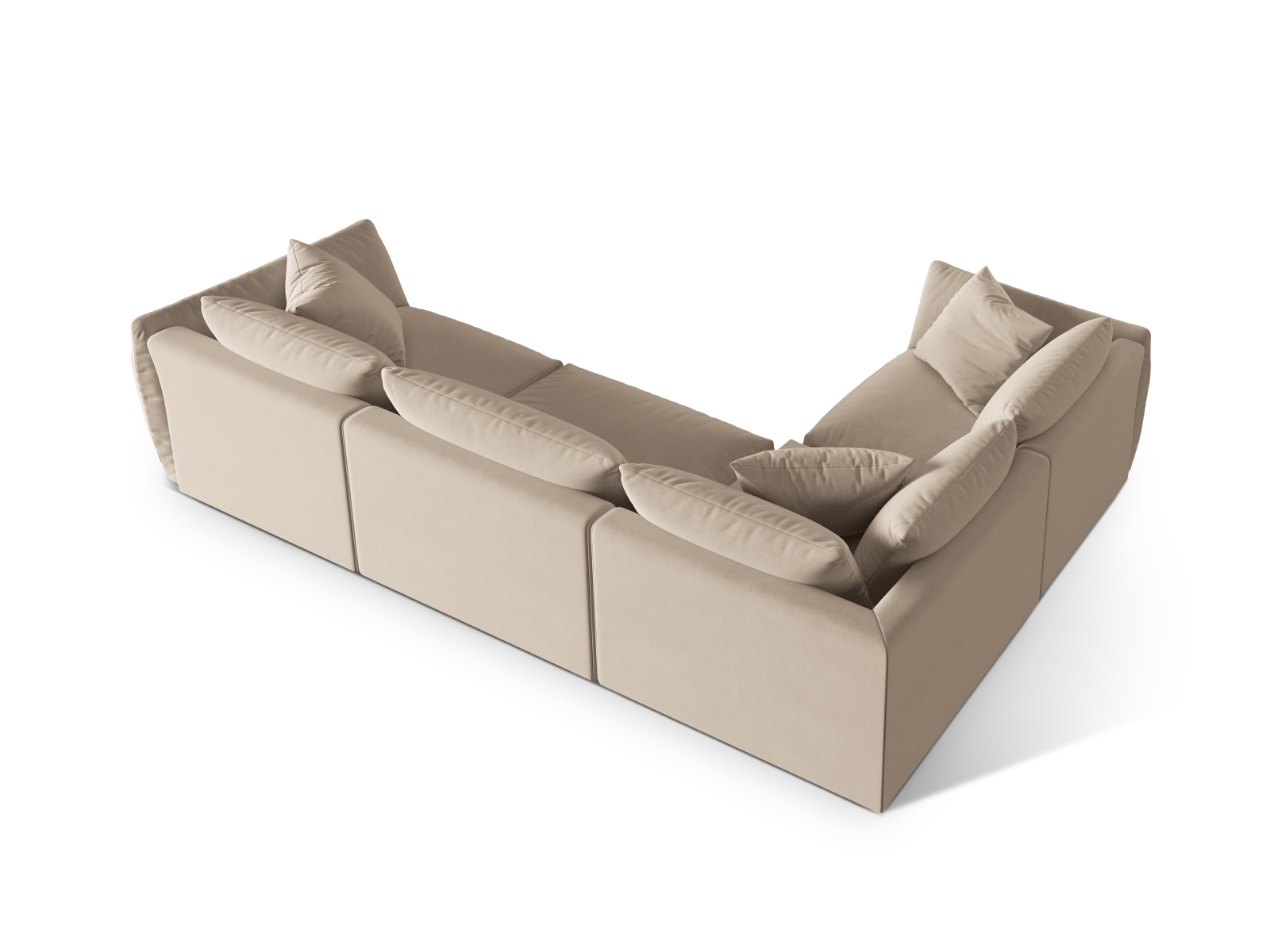 Velvet Left Corner Sofa, "Chris", 4 Seats, 295x210x80