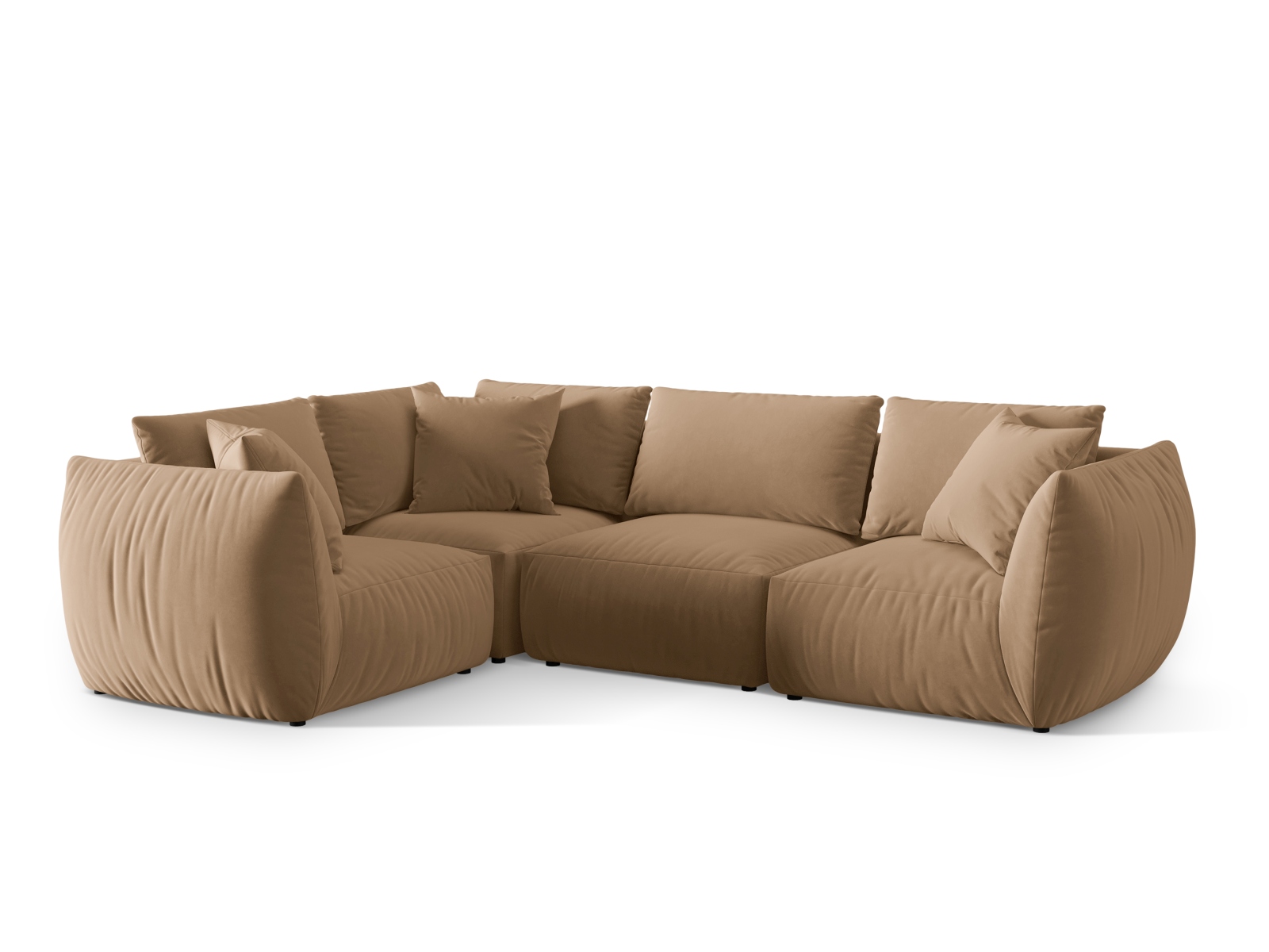 Velvet Left Corner Sofa, "Chris", 4 Seats, 295x210x80