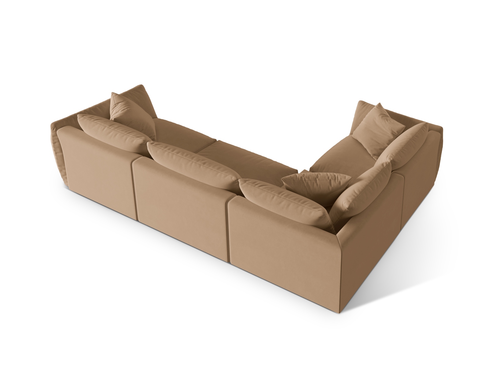 Velvet Left Corner Sofa, "Chris", 4 Seats, 295x210x80