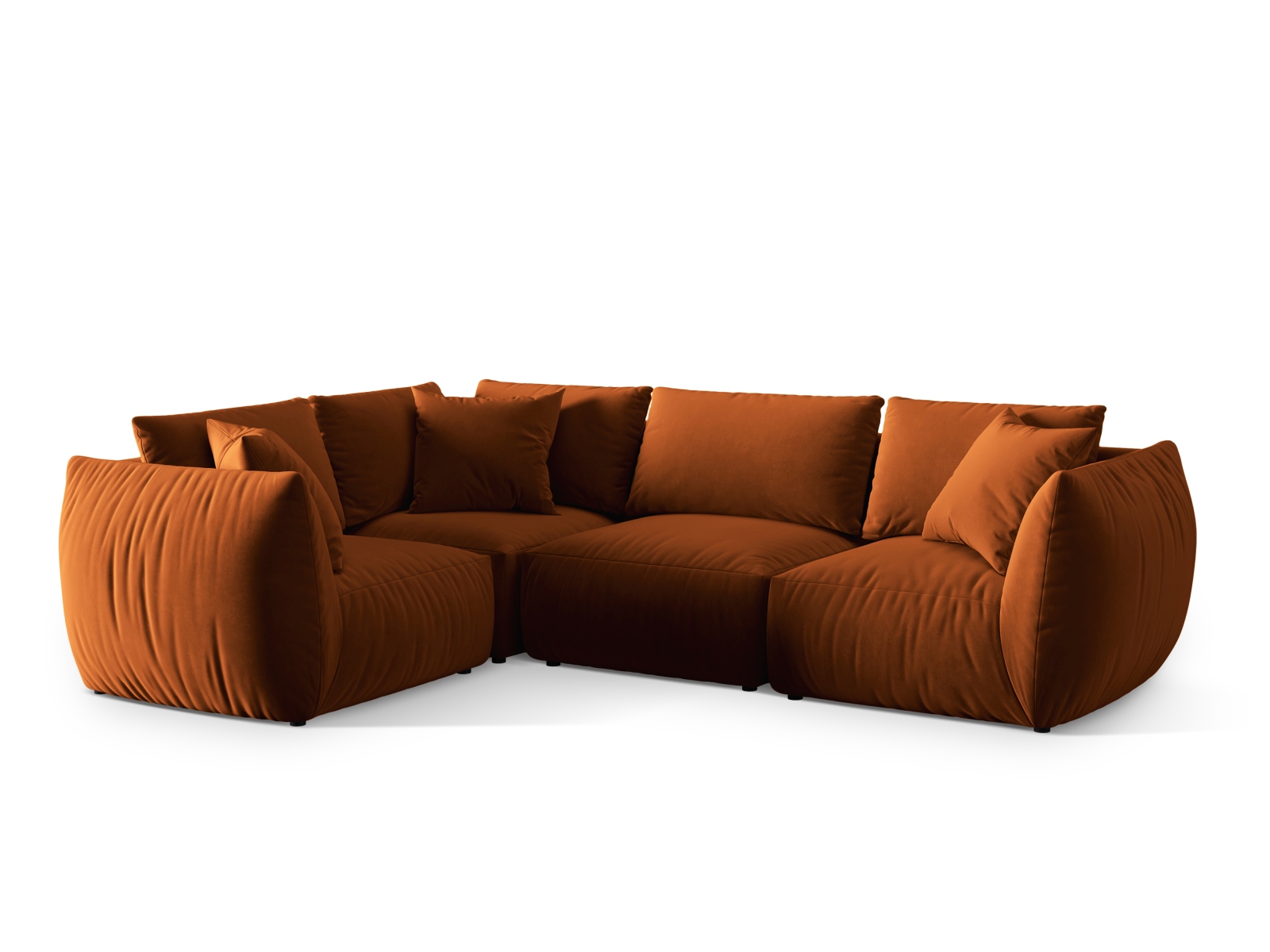 Velvet Left Corner Sofa, "Chris", 4 Seats, 295x210x80