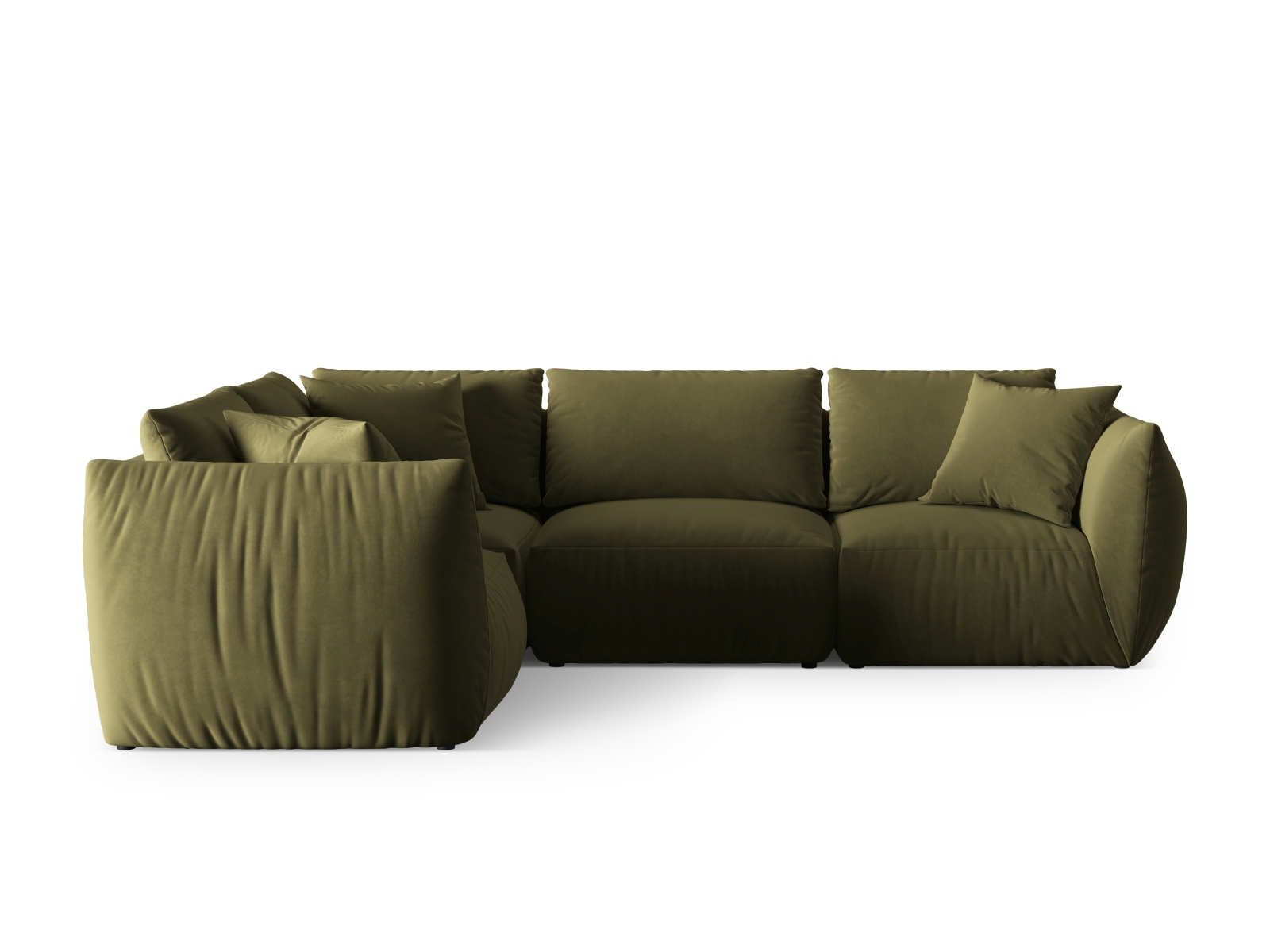 Velvet Left Corner Sofa, "Chris", 4 Seats, 295x210x80