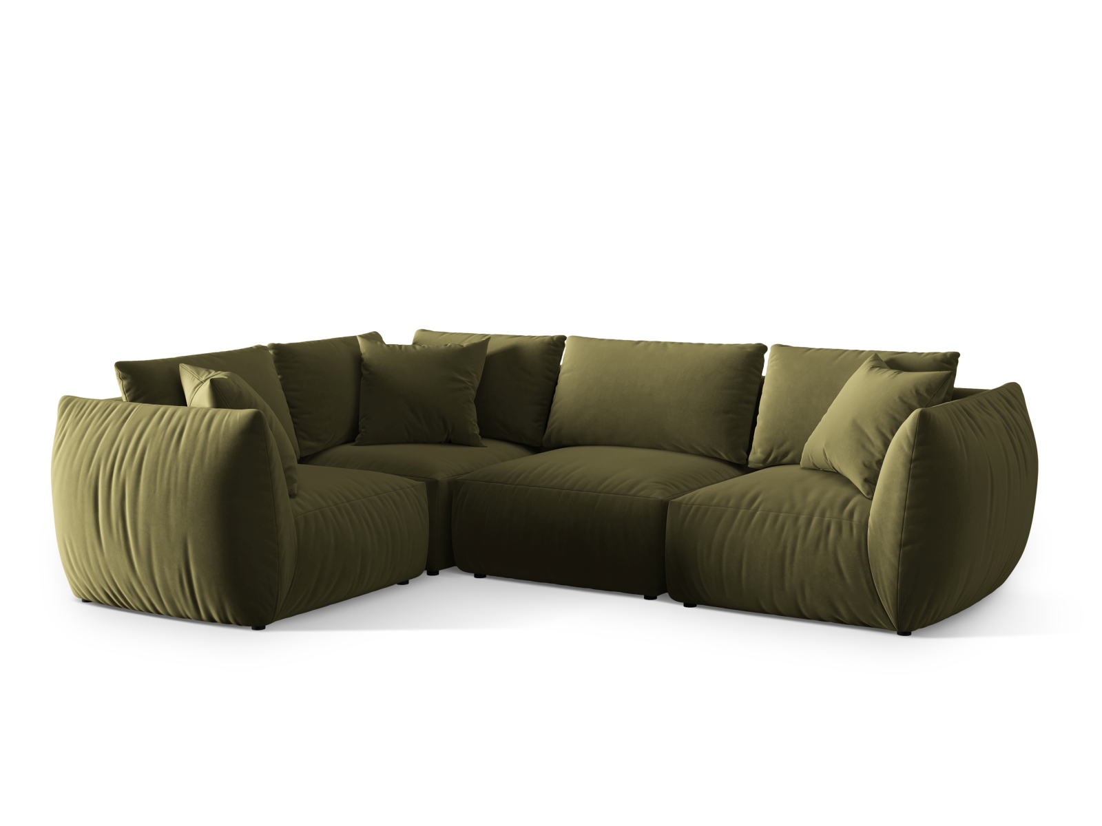 Velvet Left Corner Sofa, "Chris", 4 Seats, 295x210x80