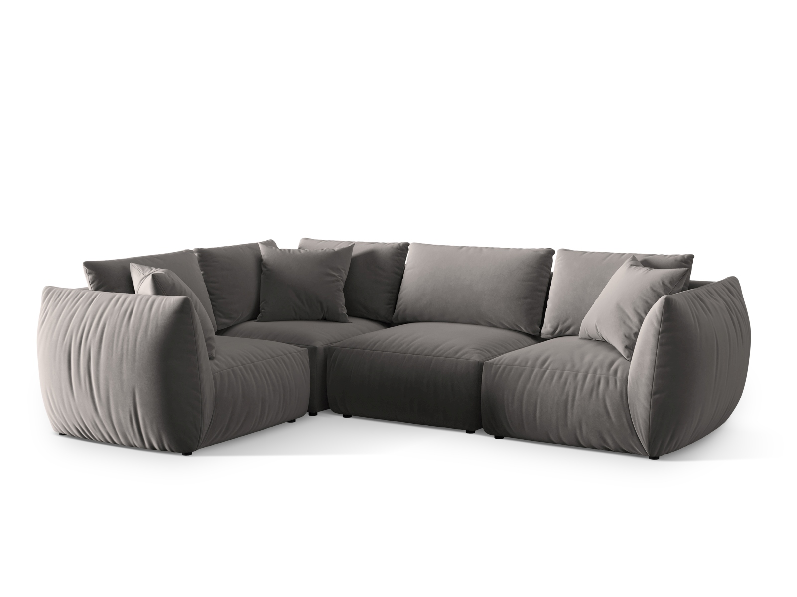 Velvet Left Corner Sofa, "Chris", 4 Seats, 295x210x80